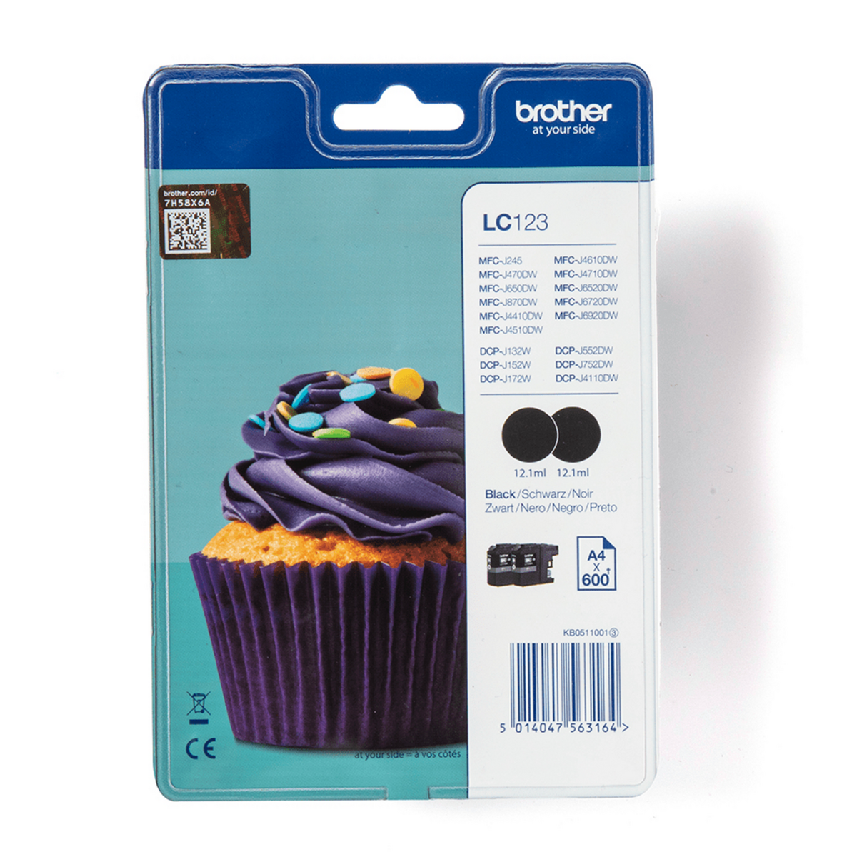 Brother Tinte LC-123BKBP2 / LC123BKBP2 Schwarz Doppelpack