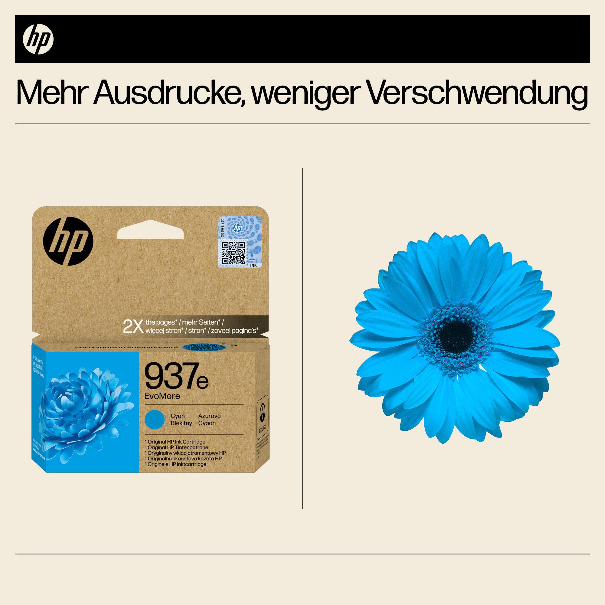 HP Tinta 937E / 4S6W6NE Cian XL