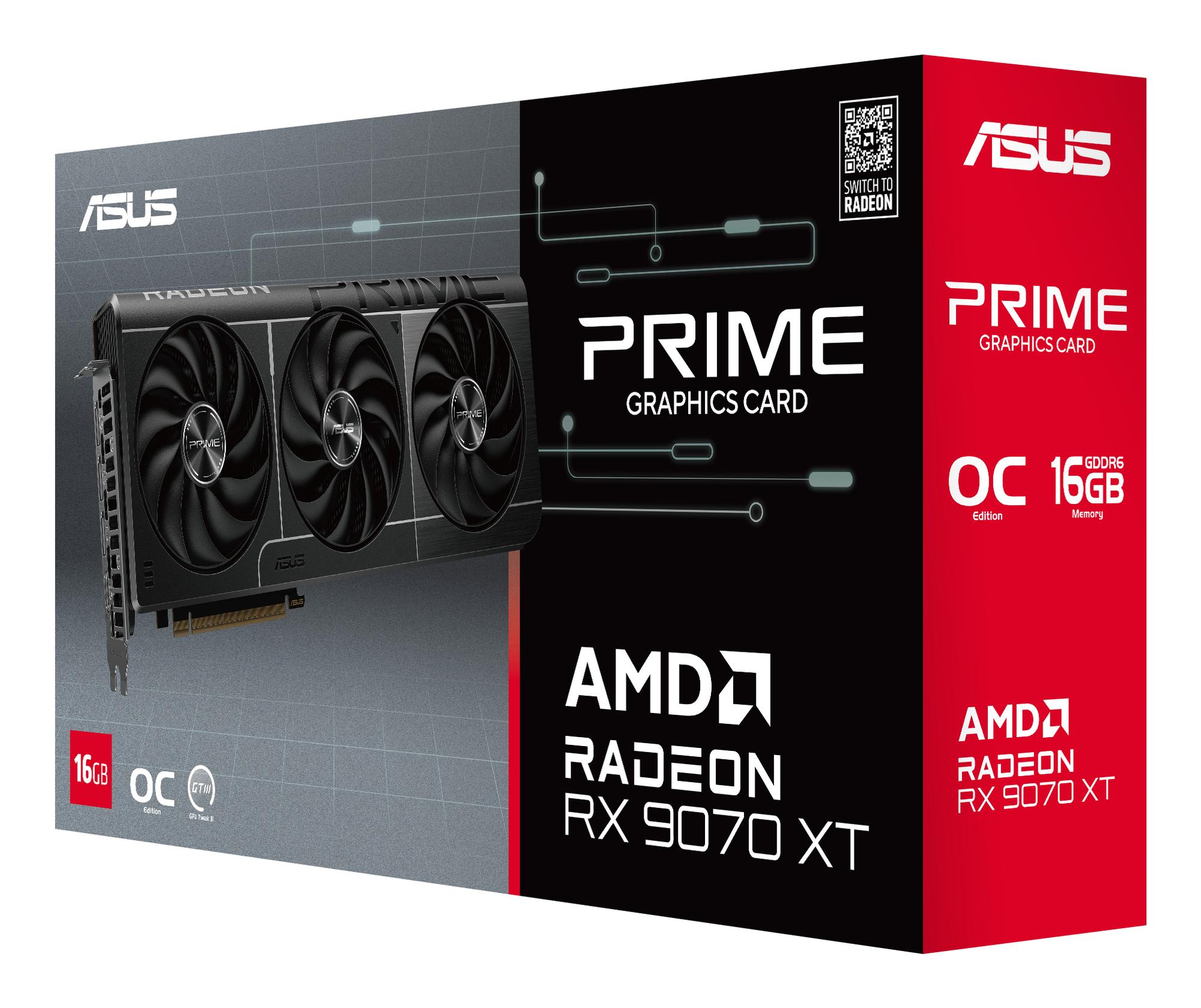 ASUS Carte graphique PRIME RX9070XT O16G / 90YV0L71-M0NA00 Noir