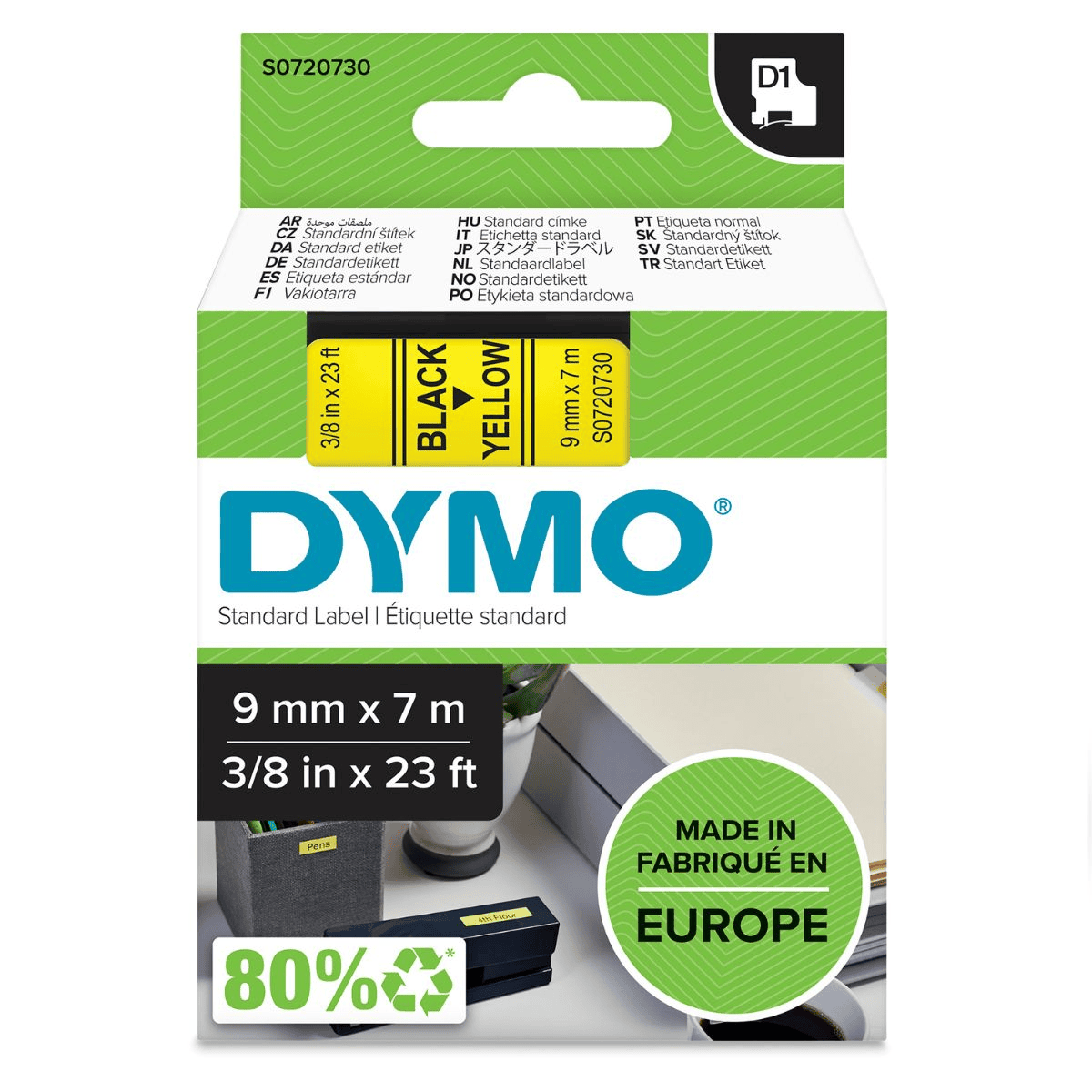 Dymo Ribbon 40918 / S0720730 Black on Yellow