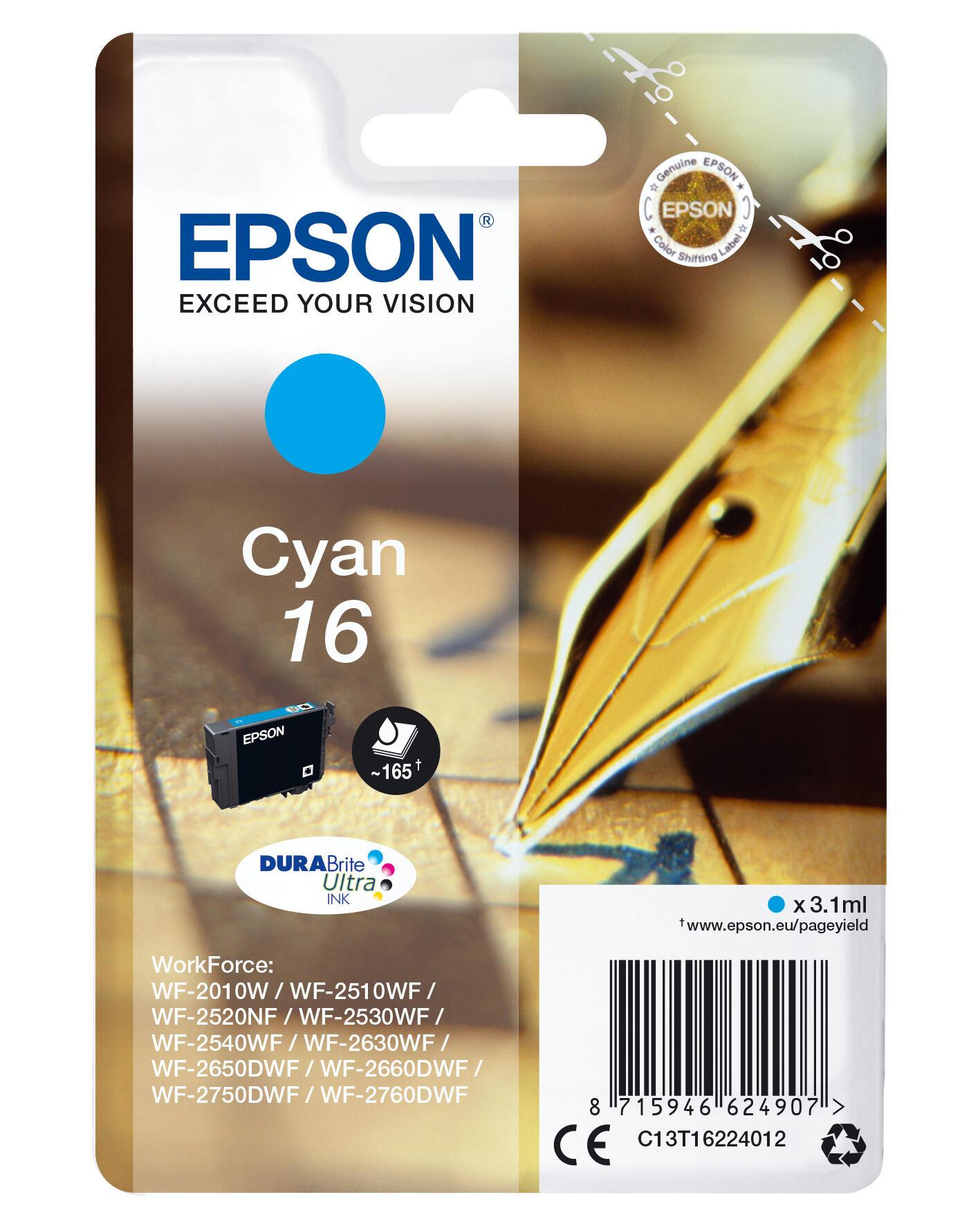 Epson Encre 16 / C13T16224012 Cyan Standard