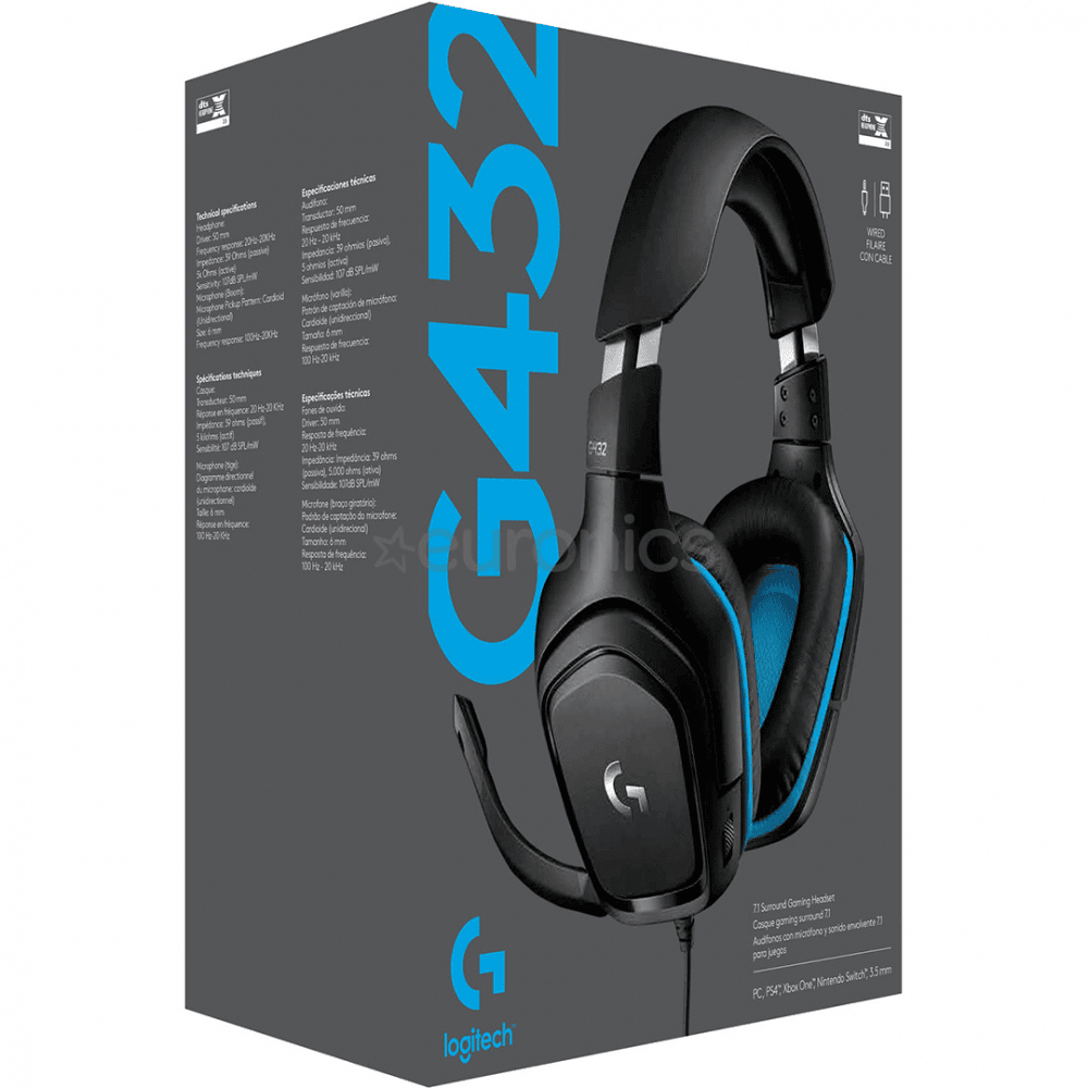 Logitech Headset G432 / 981-000770 Schwarz/Cyan