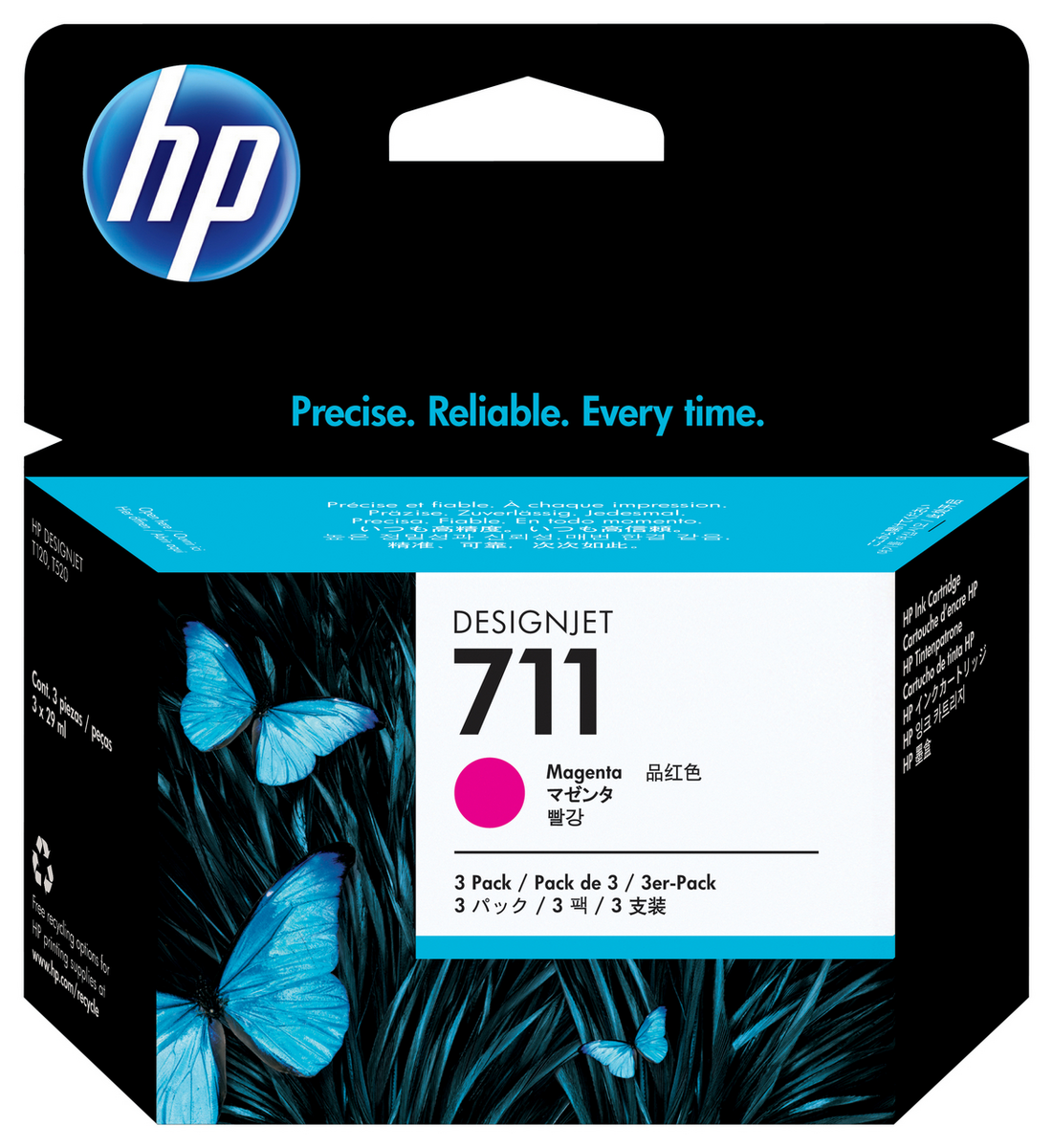 HP Tinte 711 / CZ135A Magenta 3-Pack