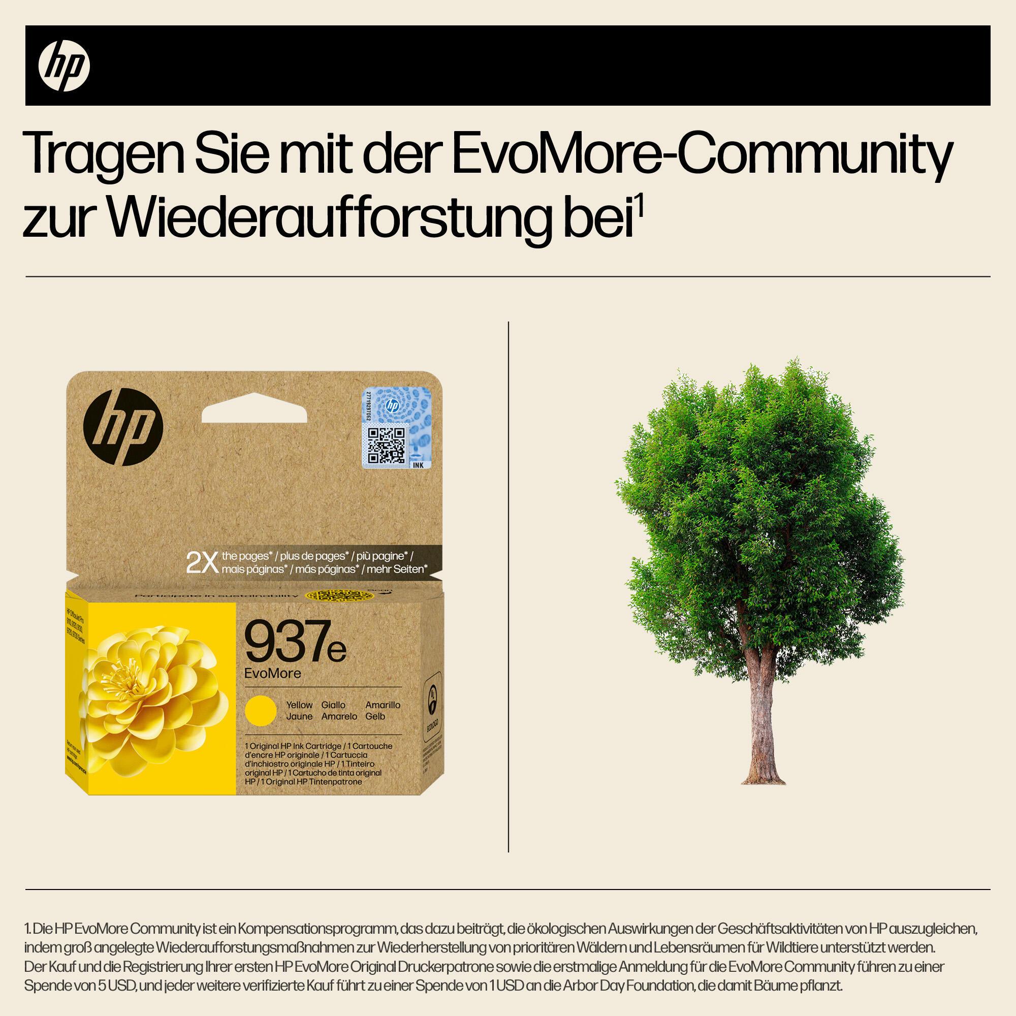 HP Inchiostro 937E / 4S6W8NE Giallo XL