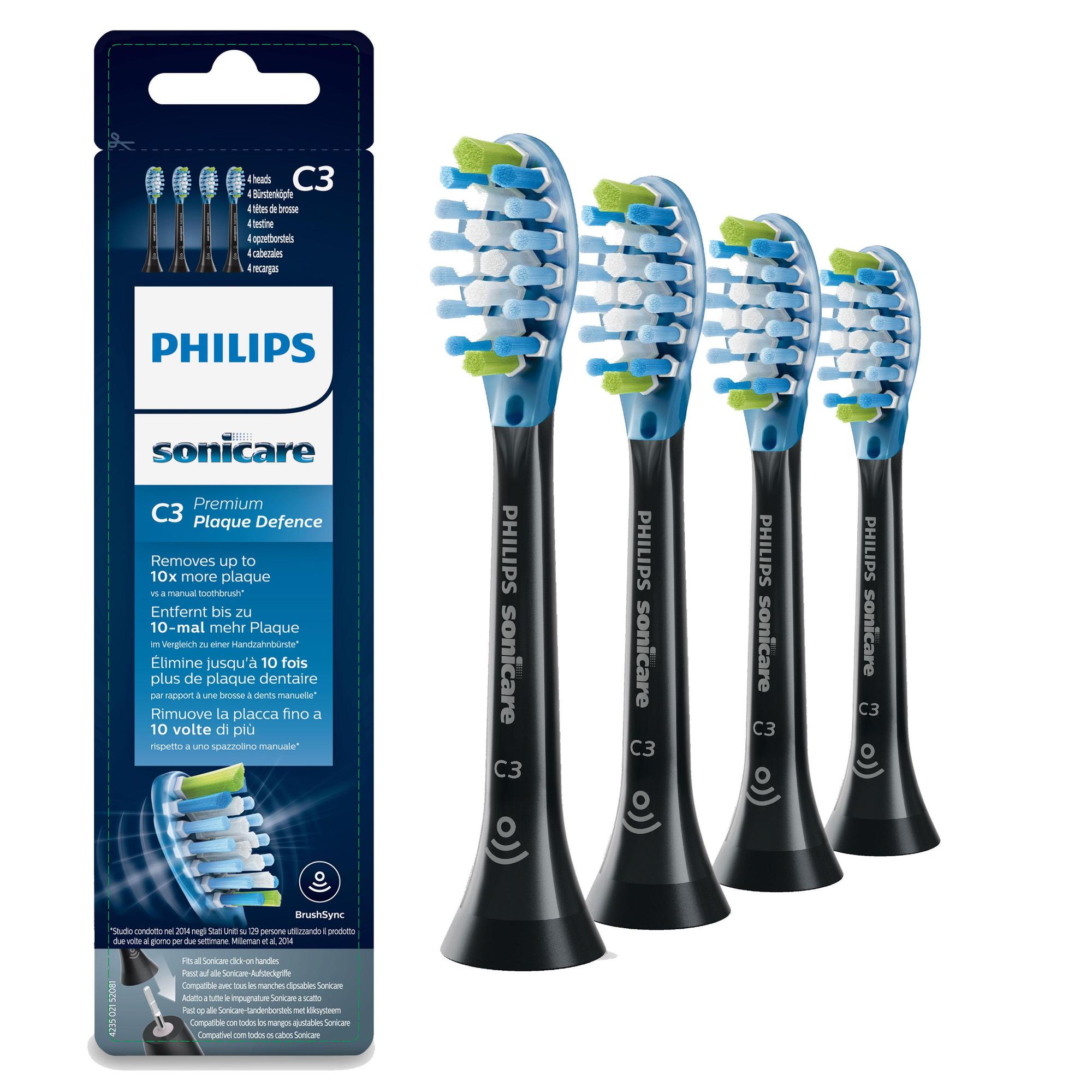 Philips Spazzolino da denti collegabile C34B / HX9044/33 Nero 4-Pack