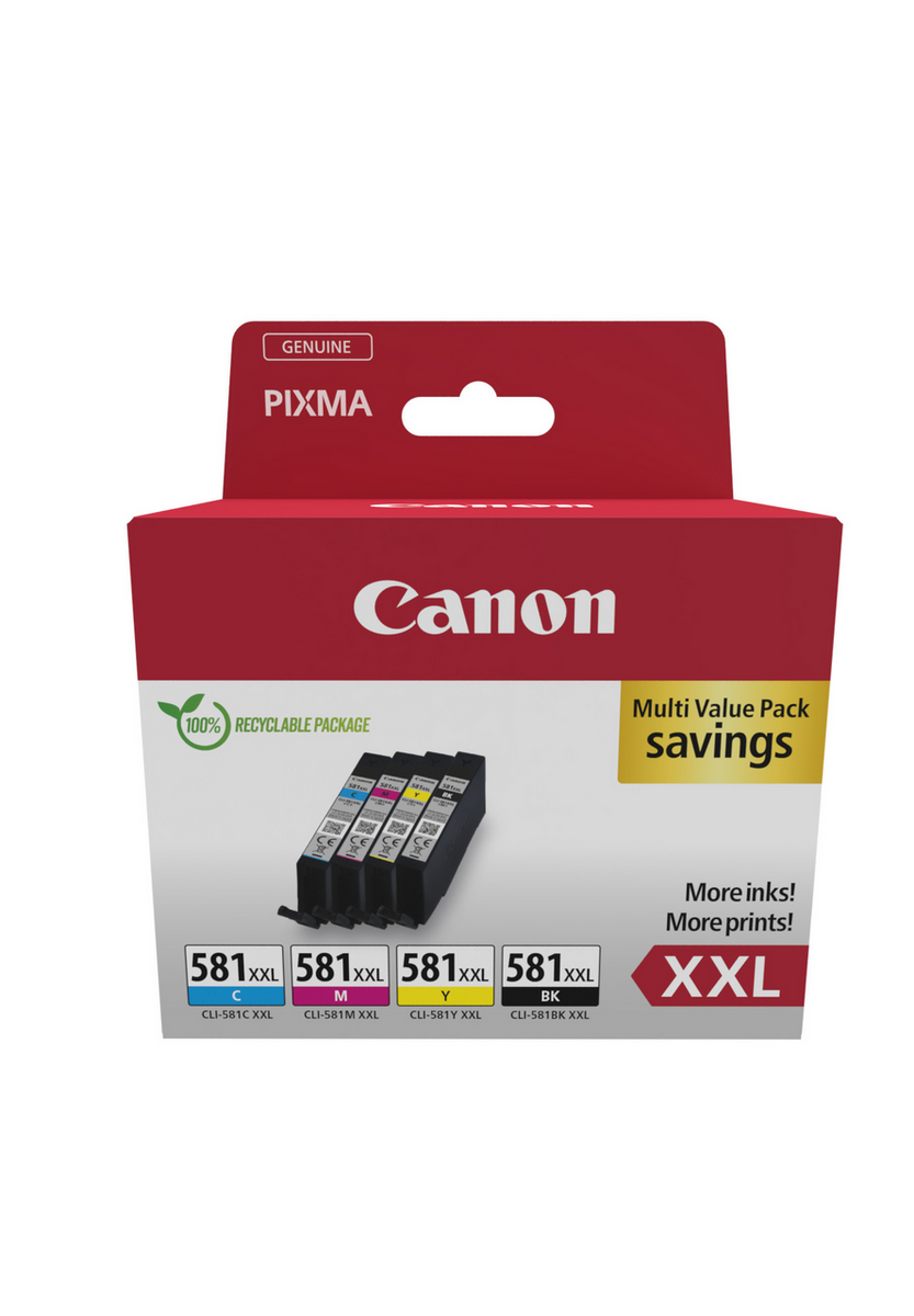 Canon Encre CLI-581XXL  / 1998C007 BK,C,M,Y XXL Multipack in Blister