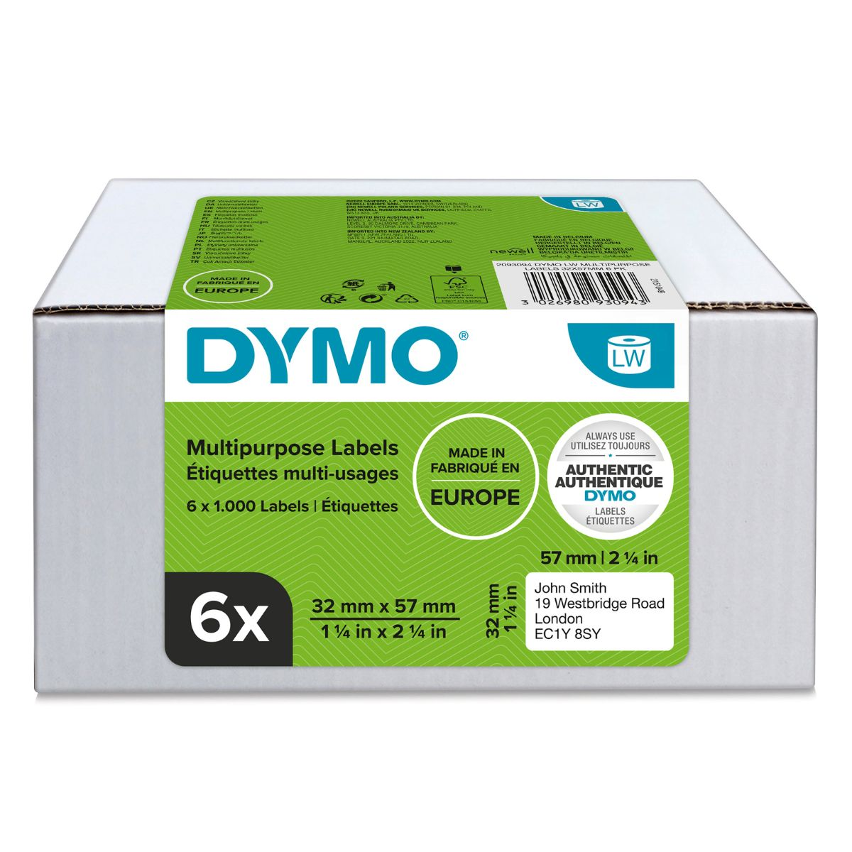 Dymo Label 2093094 White 6-Pack