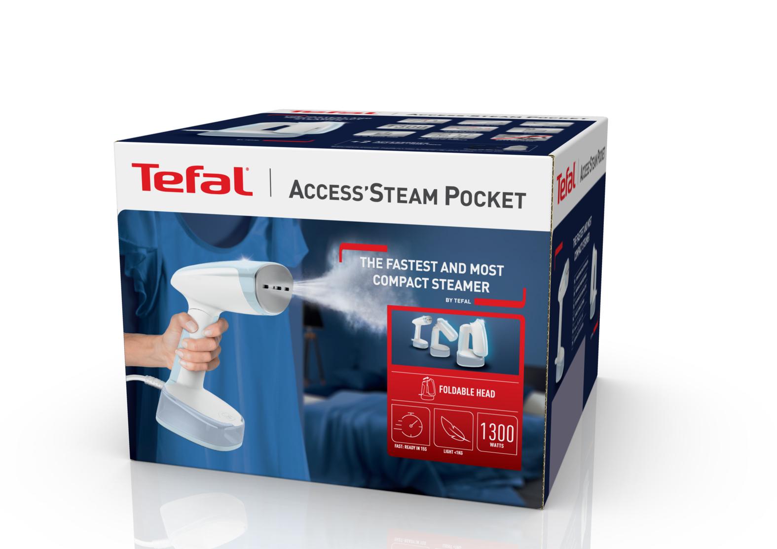 Tefal Dampfbürste Access Steam Pocket / DT3041E1 Blau, Weiß