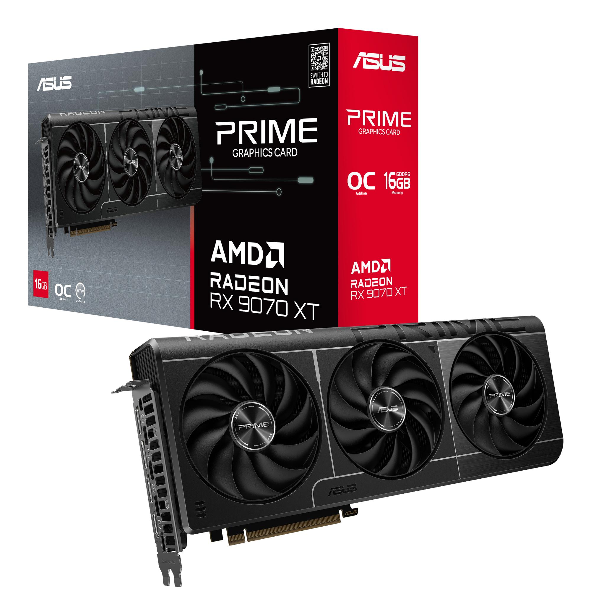 ASUS Carte graphique PRIME RX9070XT O16G / 90YV0L71-M0NA00 Noir