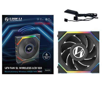 Lian Li Lüfter UNI FAN SL Wireless Reverse Blade LCD 120mm ARGB PWM / 12RSLLCD1W1B Schwarz