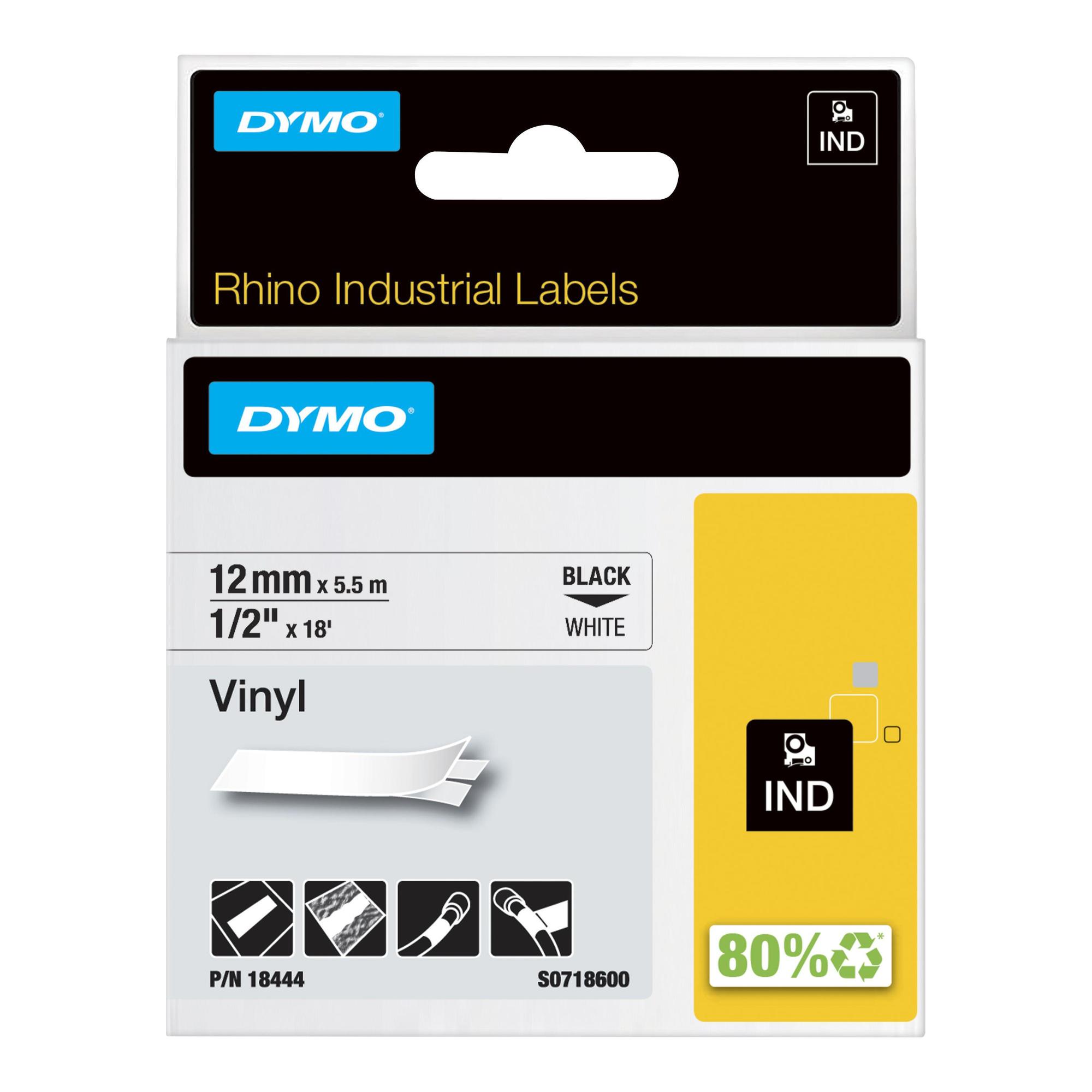 DYMO Colour ribbon Rhino Industrial Vinyl / 18444 Black, white L