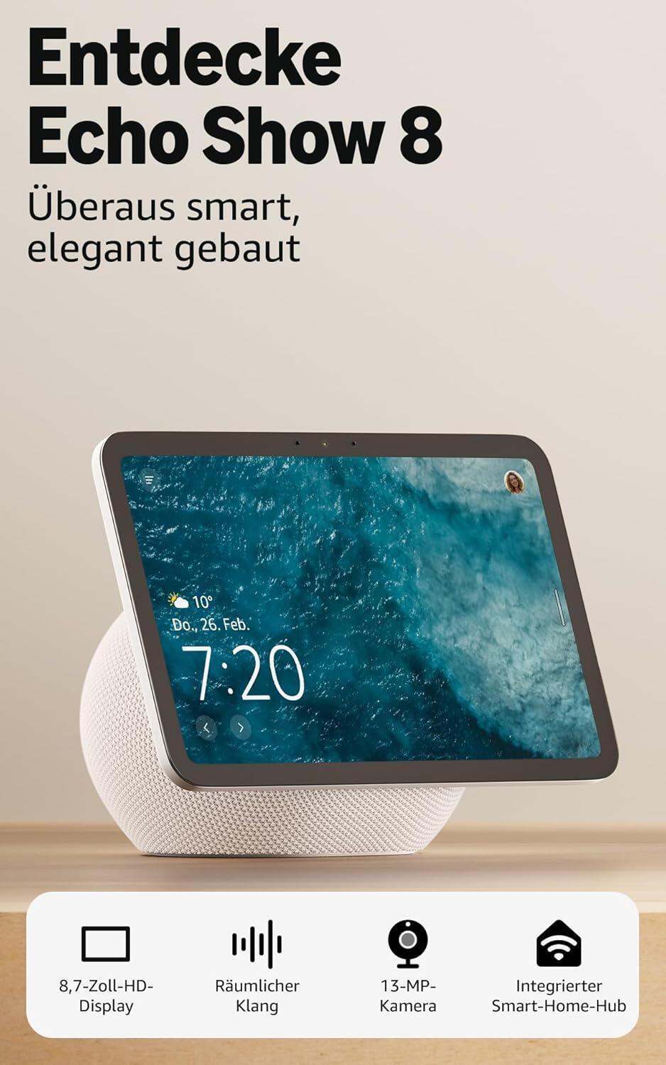 Amazon Smart-Home-Steuerung Echo Show 8 / B0DTQWYZFF Weiß 22,1 cm (8.7")