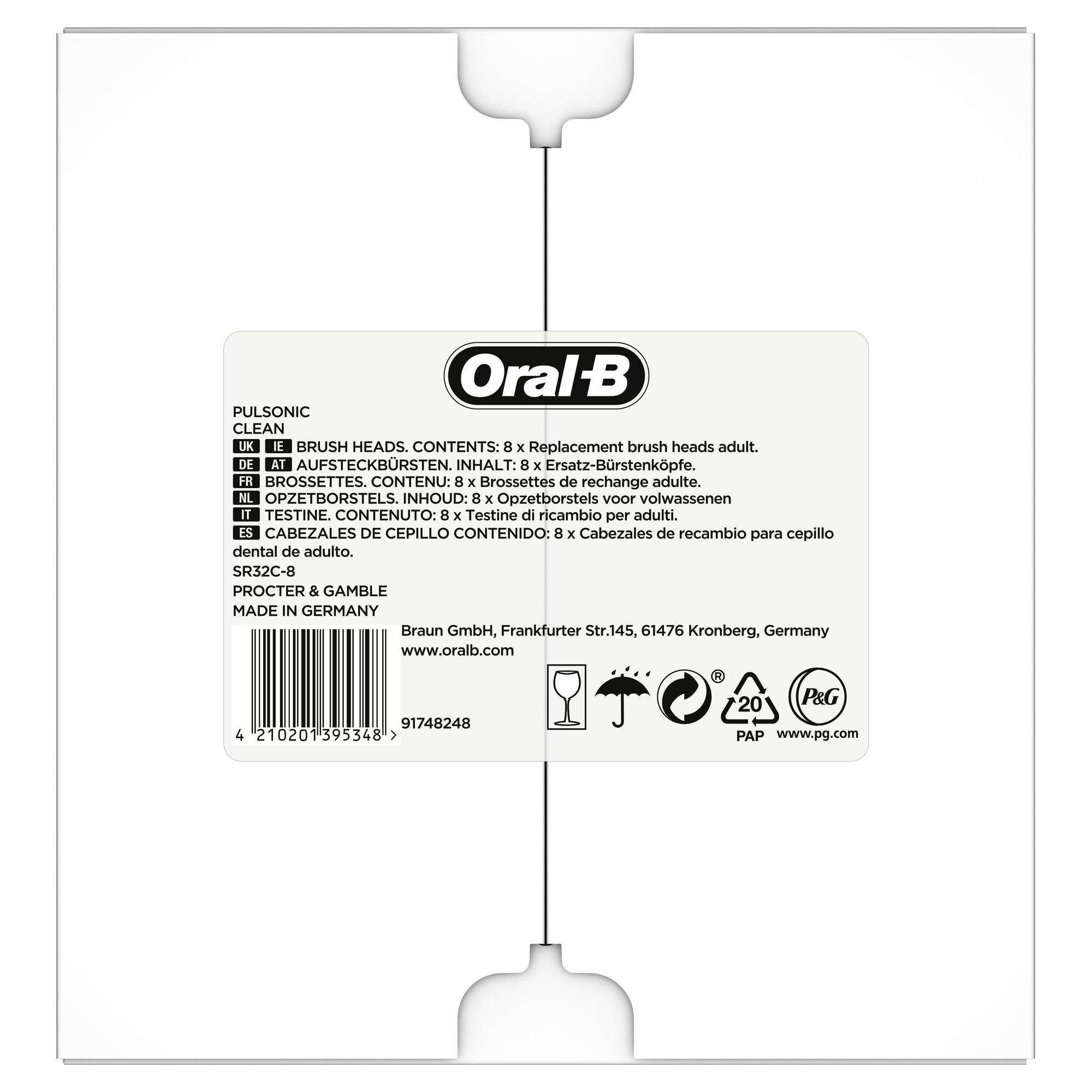 Oral-B Attachable toothbrush 8x Pulse / 4210201395348 White 8-Pack