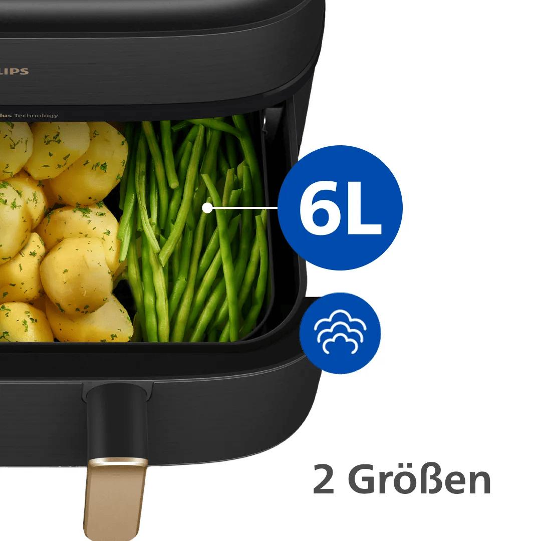 Philips Freidora de aire caliente 5000 Series / NA552/00 Negro, dorado