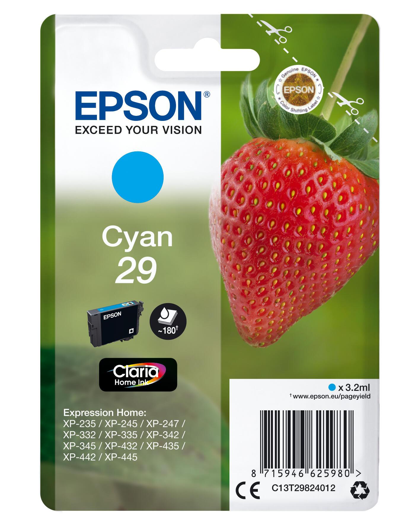 Epson Encre 29 / C13T29824012 Cyan Standard