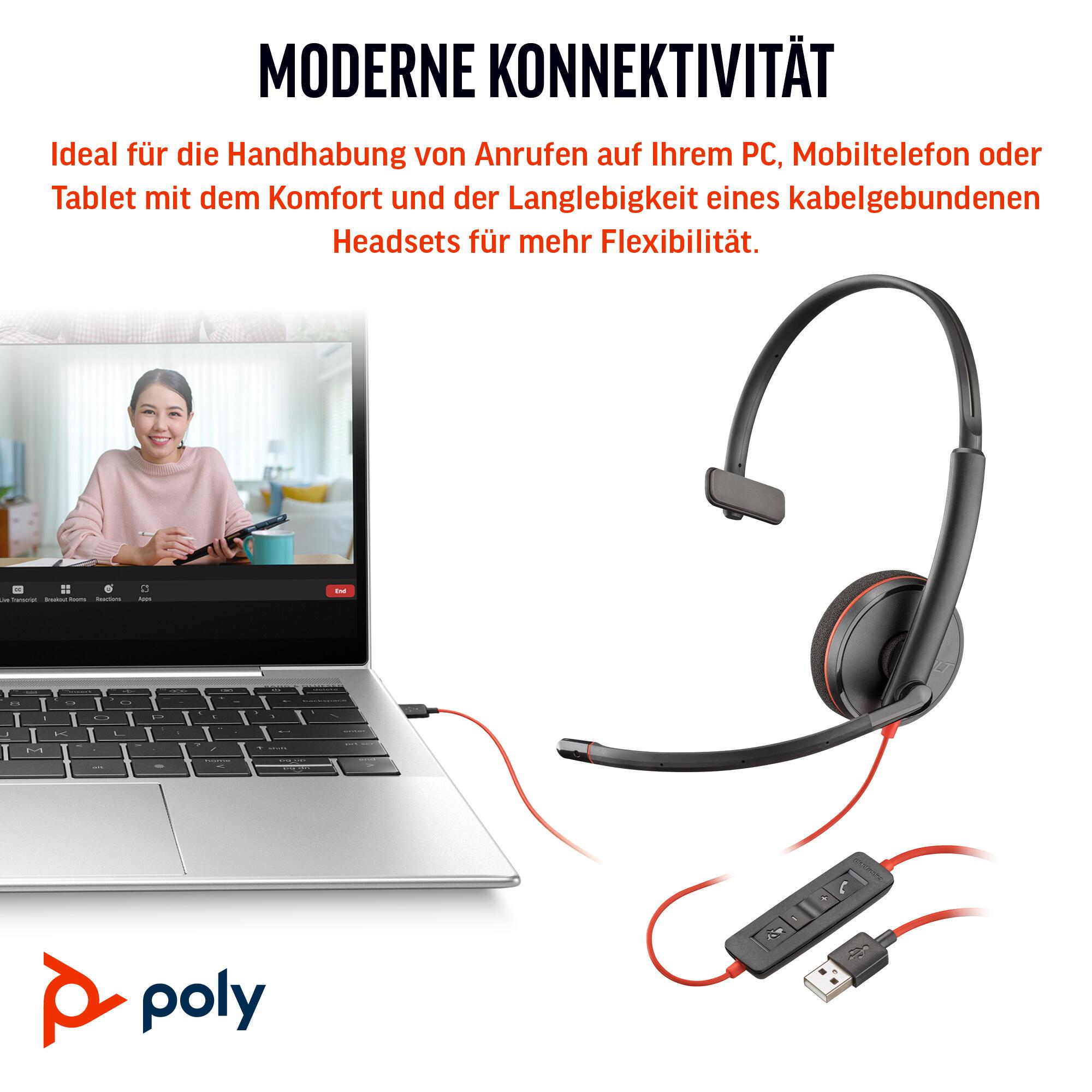 Plantronics/Poly Auriculares Blackwire 3210 / 8X214AA Negro