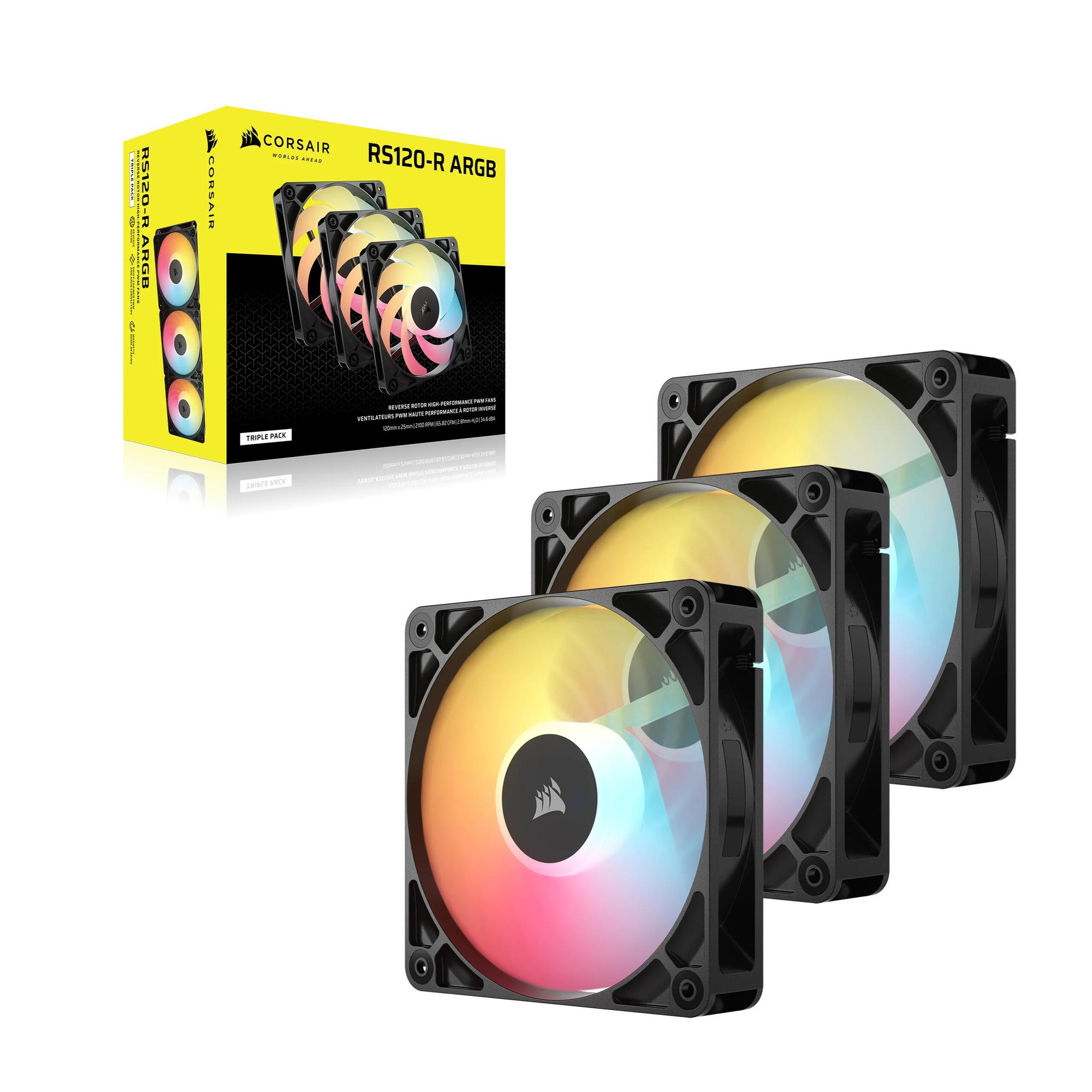 Corsair Ventilador RS120-R ARGB / CO-9050196-WW Negro 3-Pack