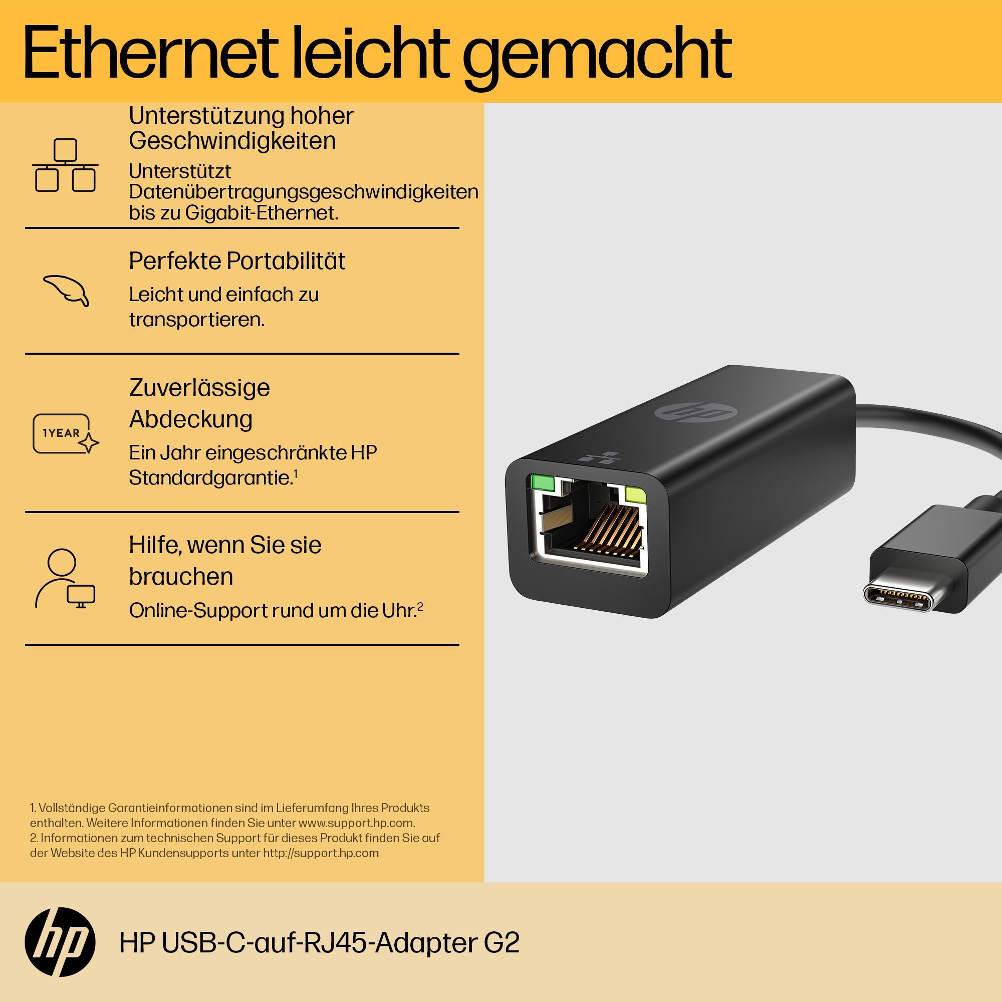 HP Adaptador USB-C zu RJ45 / 4Z534AA#ABB Negro