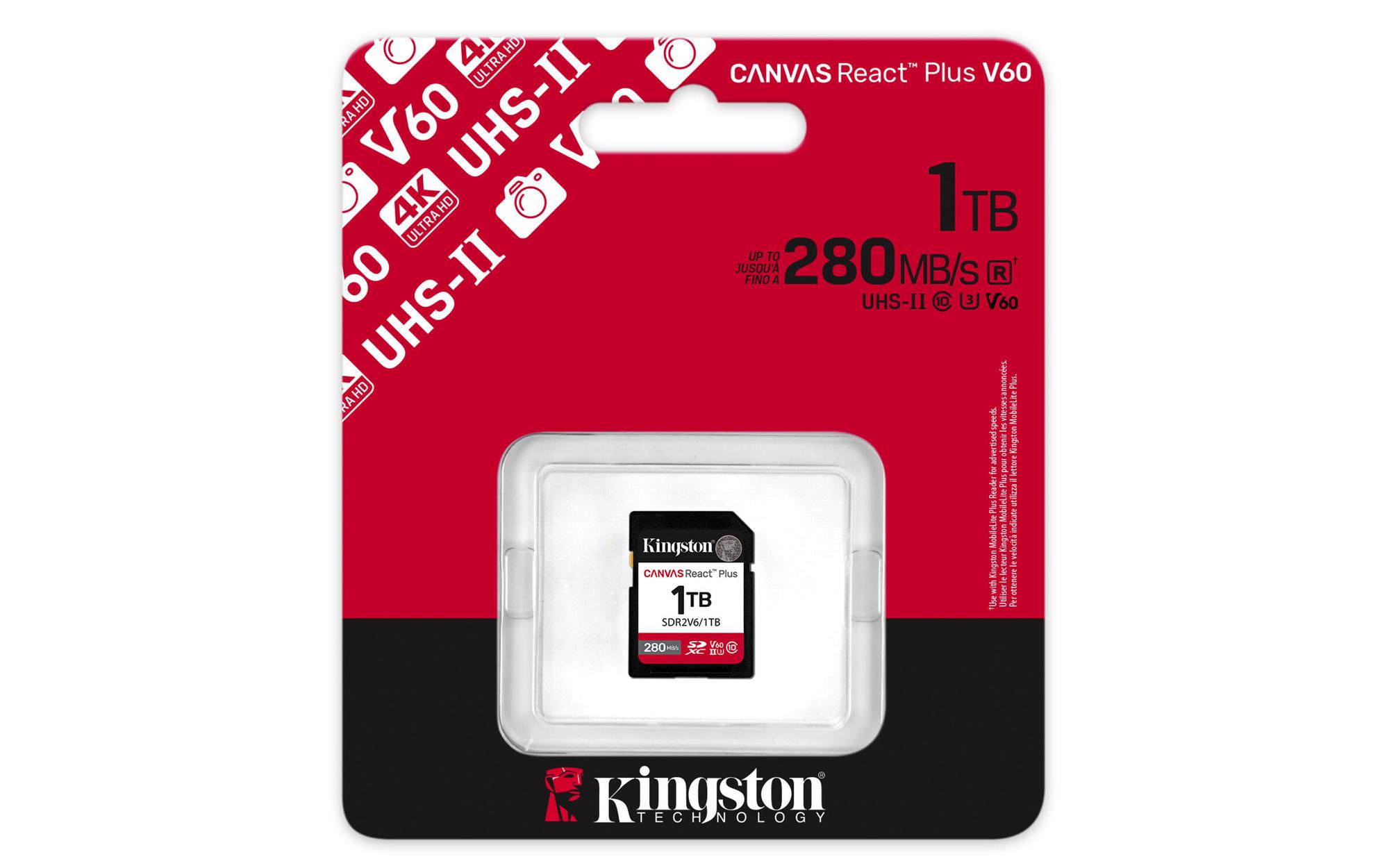 Kingston Scheda SD Canvas React Plus 1TB V60 / SDR2V6/1TB Nero