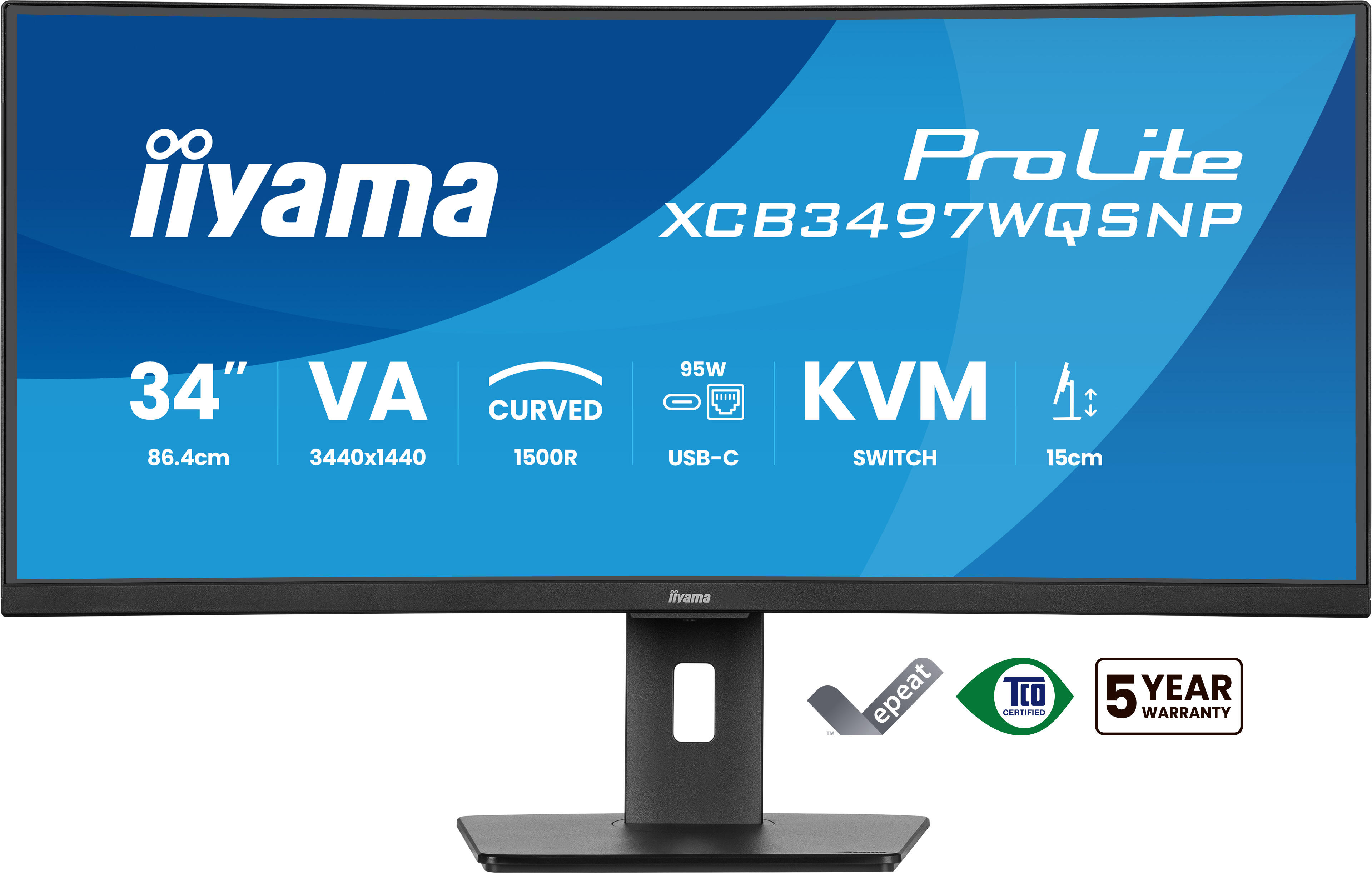 iiyama Monitor ProLite XCB3497WQSNP / XCB3497WQSNP-B1 Black 86.4 cm (34")