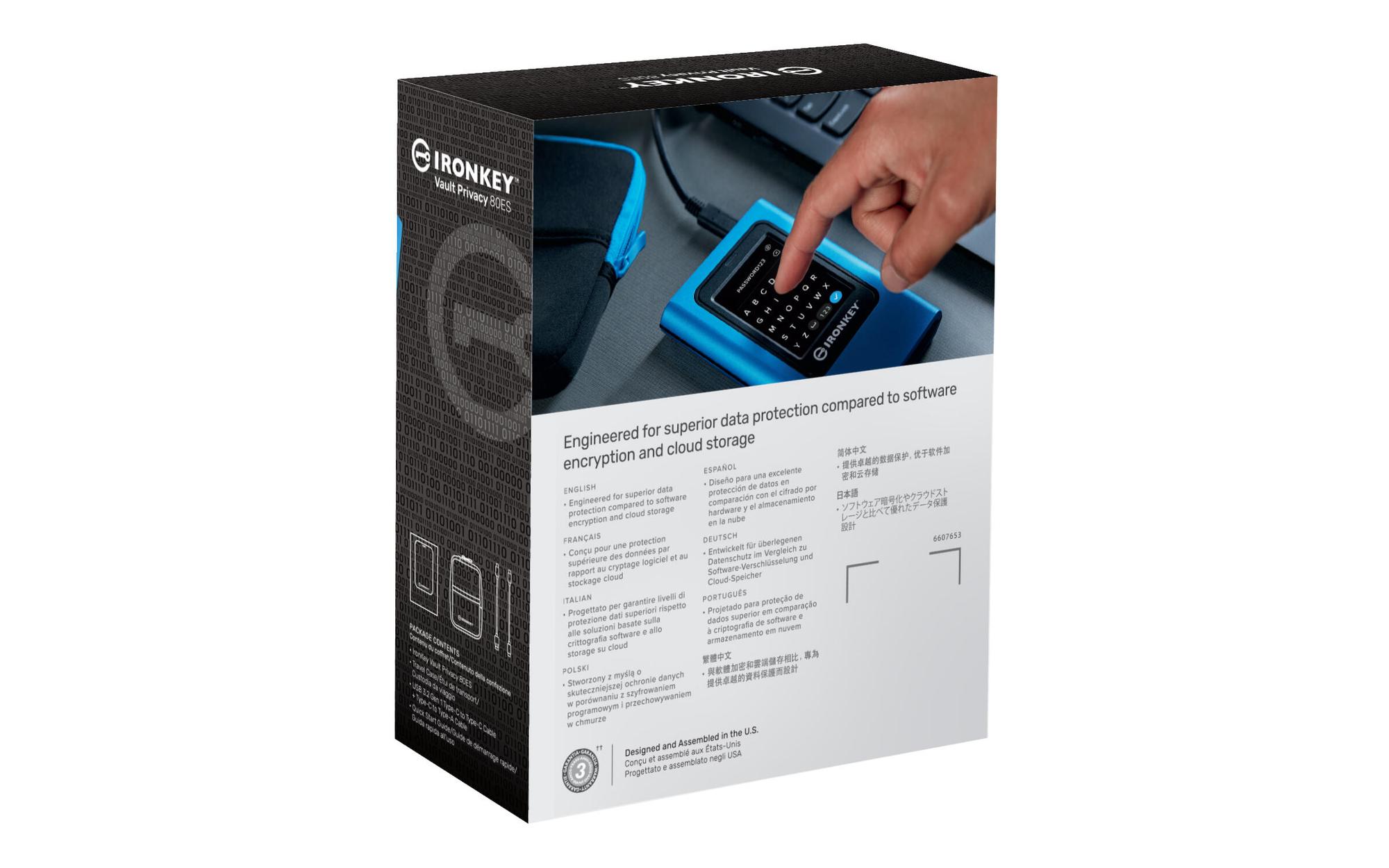 Kingston SSD esterno IronKey Vault Privacy 960GB / IKVP80ES/960G Blu