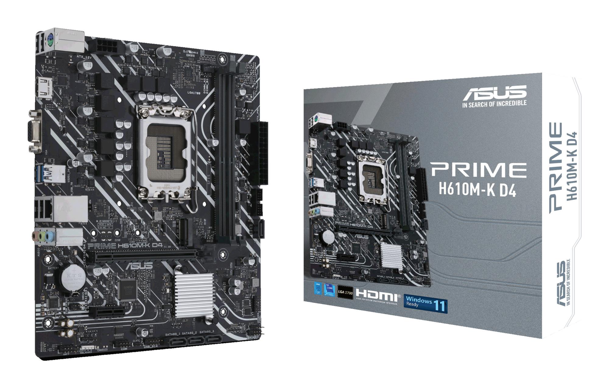 ASUS Placa base PRIME H610M-K D4 / 90MB1A10-M0EAY0 Negro