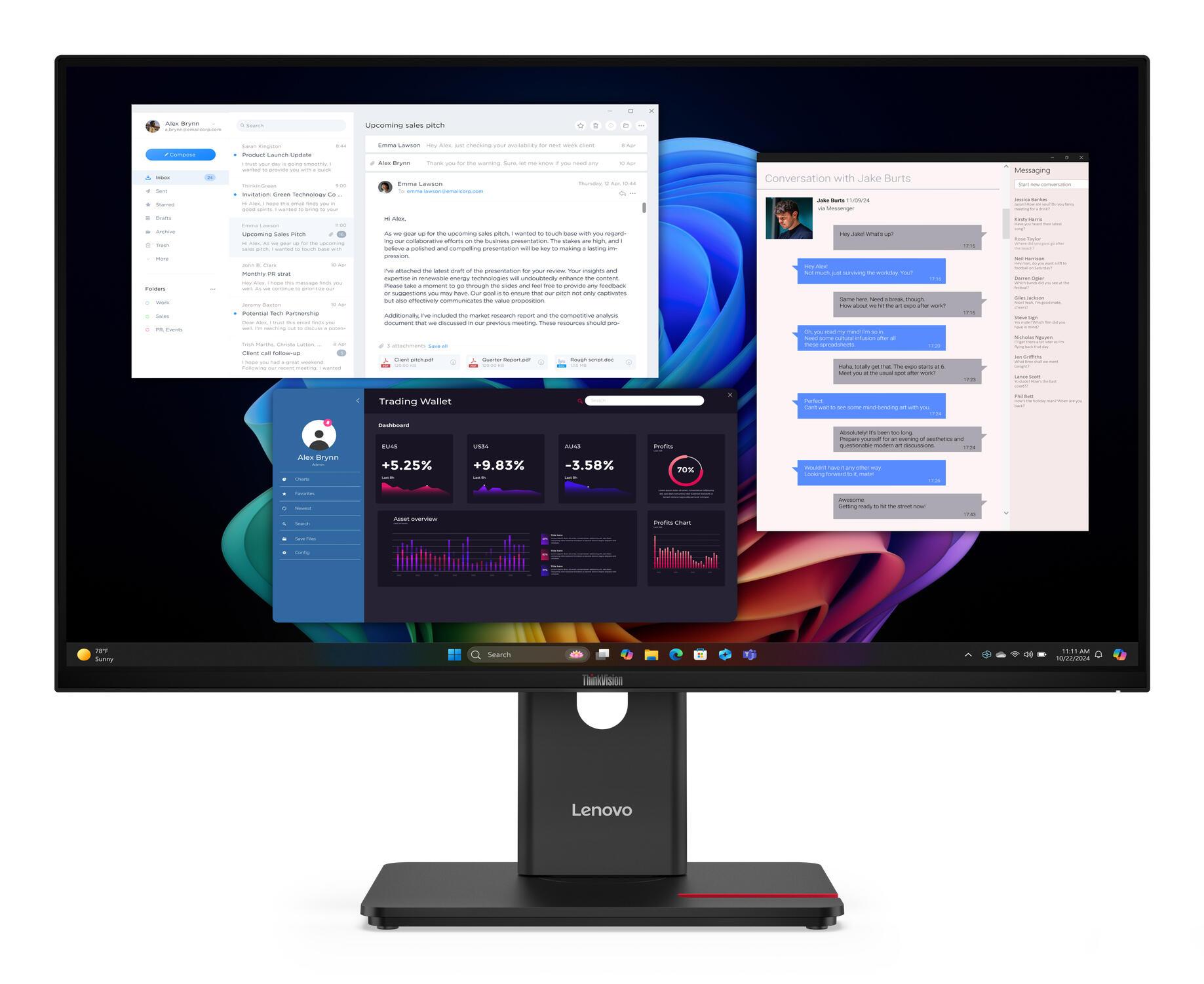 Lenovo Monitor ThinkVision T27UD-40 / 64AFGAT2EU Negro 68,6 cm (27")