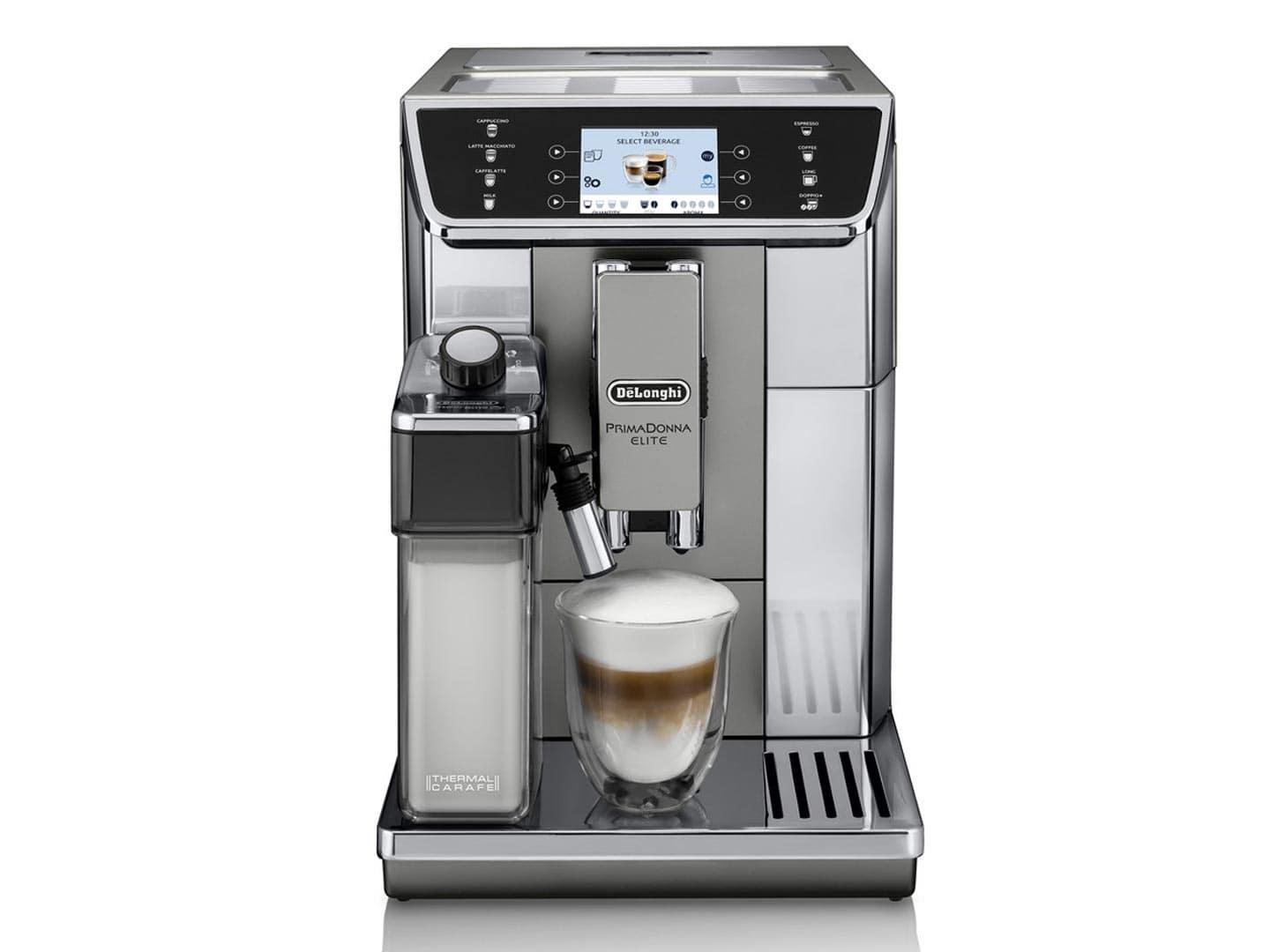 De’Longhi Máquina de café totalmente automática PrimaDonna Elite mit LatteCrema / ECAM650.55.MS Negro, metalizado, plateado