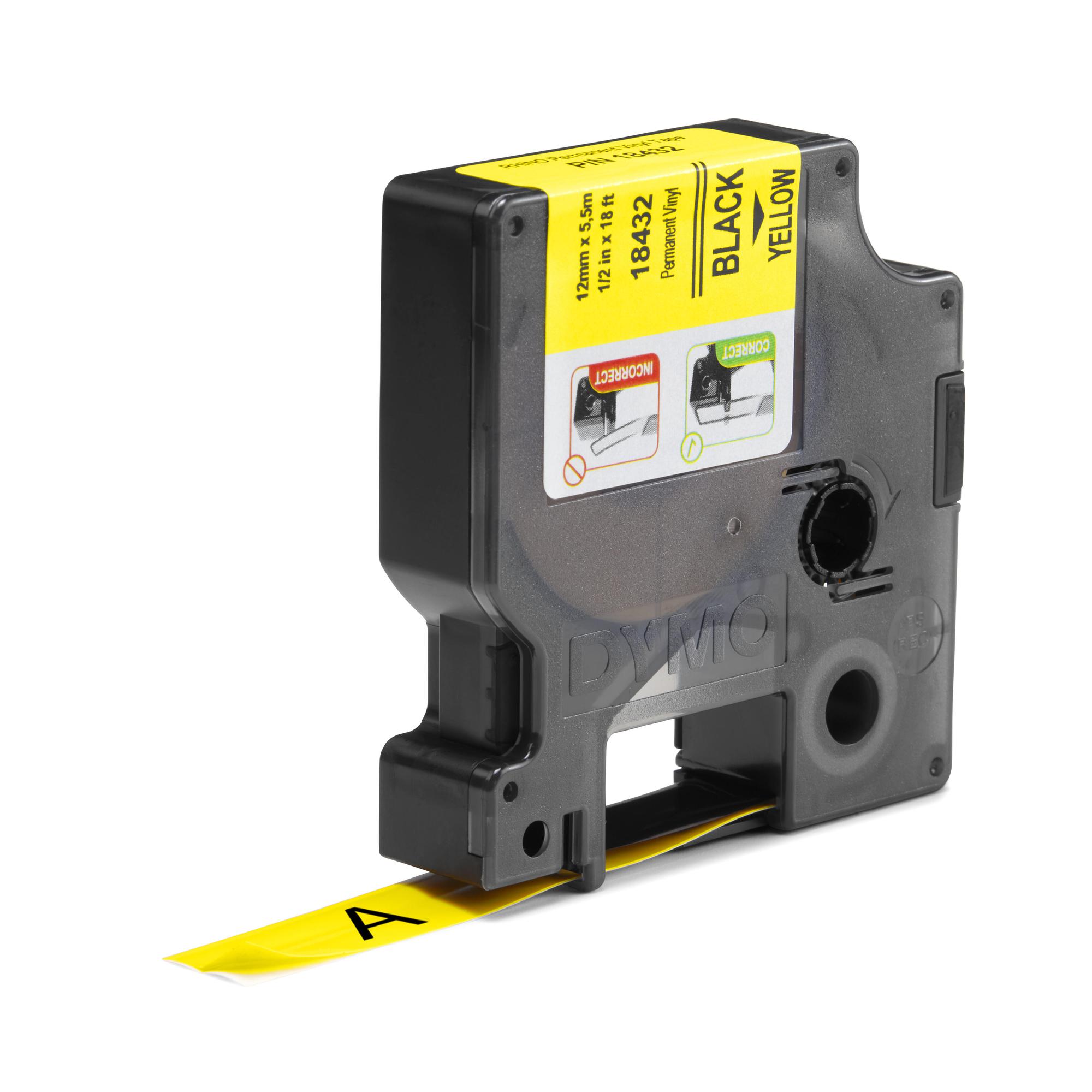 DYMO Cinta de color Rhino Industrial Vinyl / 18432 Negro, amarillo L