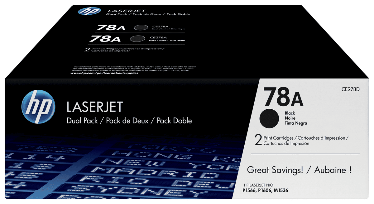 HP Tóner 78A / CE278AD Negro Paquete doble