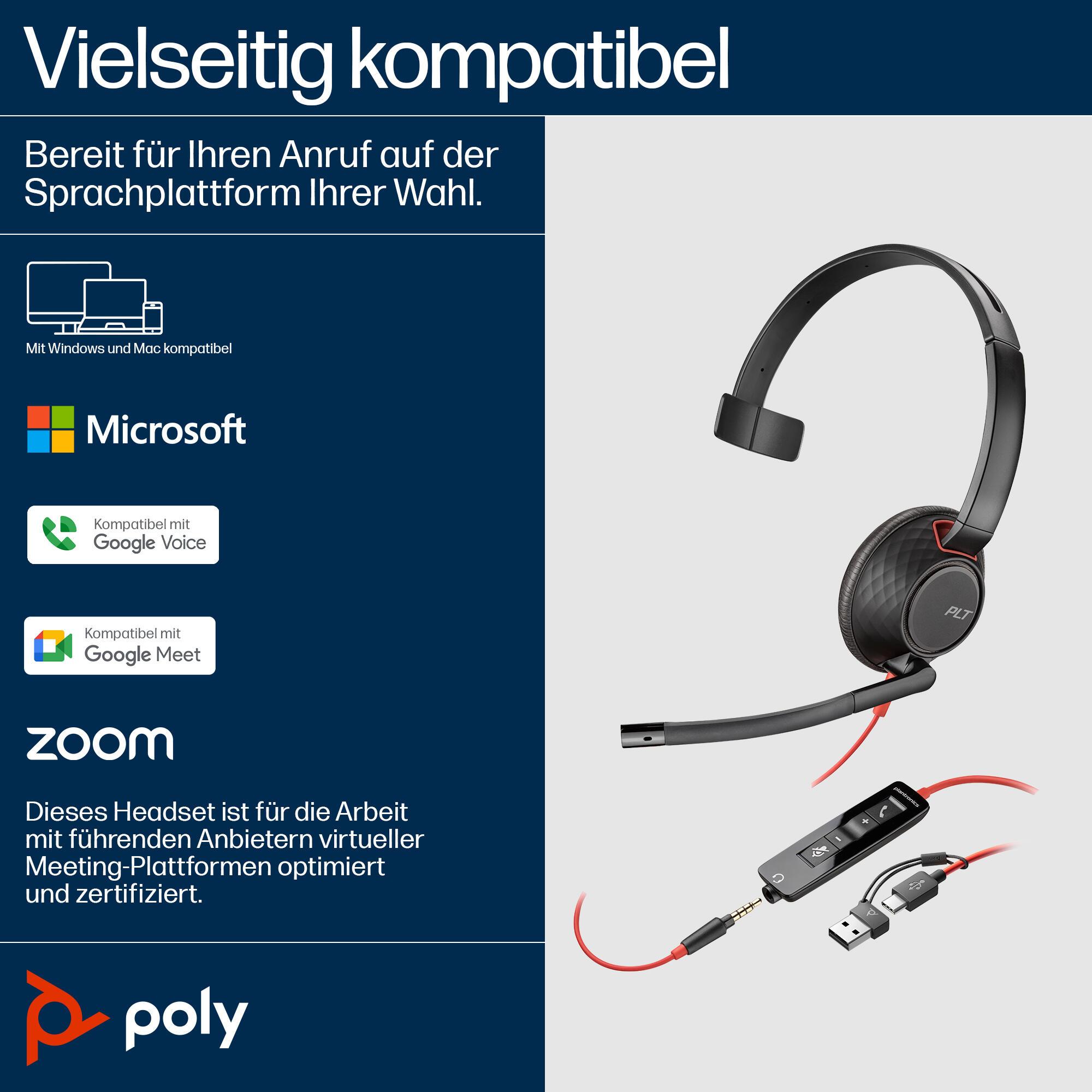Plantronics/Poly Auriculares Blackwire 5210 / 8X230AA Negro