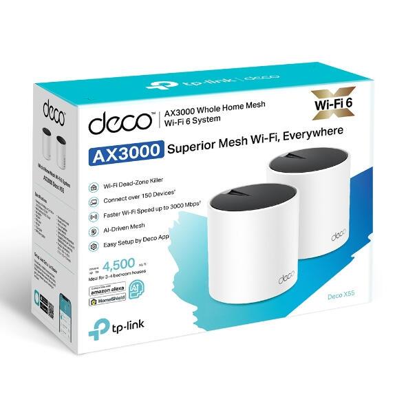 TP-Link Mesh WLAN system X55 / DECO X55(2-PACK) White Doppelpack