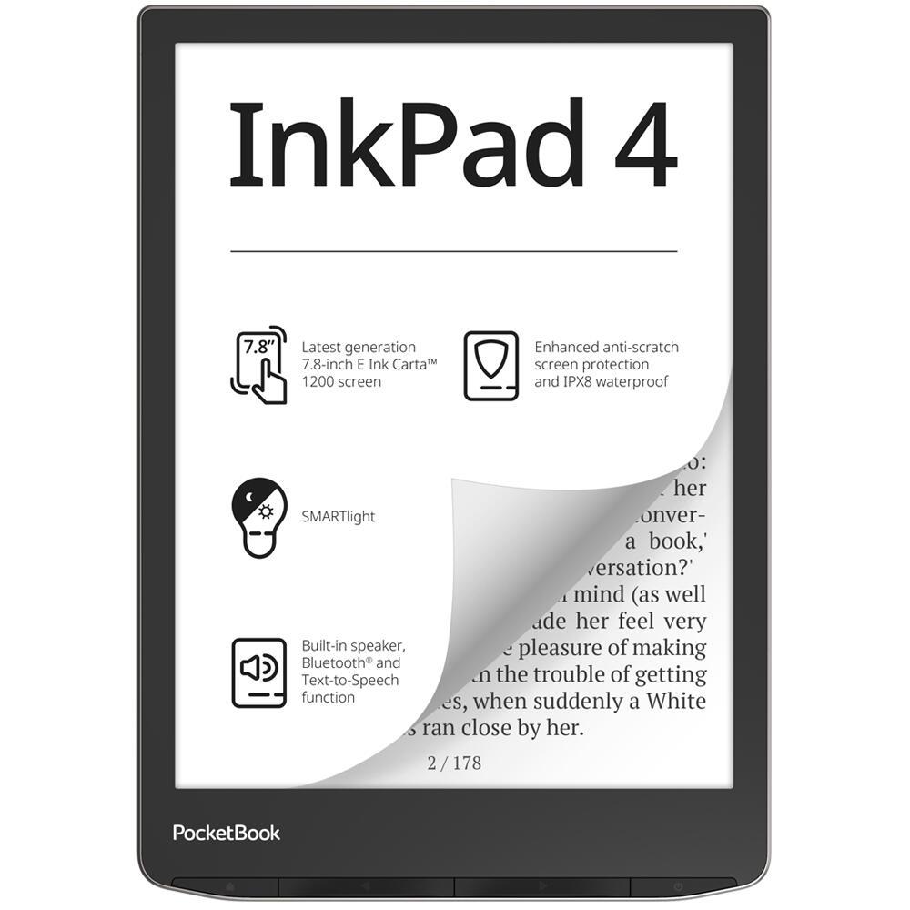 PocketBook eBook-Reader InkPad 4 / PB743G-U-WW-B Silber L 19,8 cm (7.8")