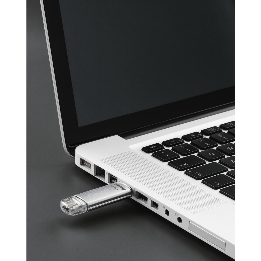 Hama USB Stick C-Laeta 64GB USB-C USB-A / 00124163 Silber