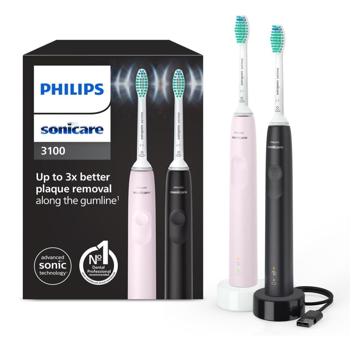 Philips Cepillo de dientes 3100 Series / HX3675/15 Negro