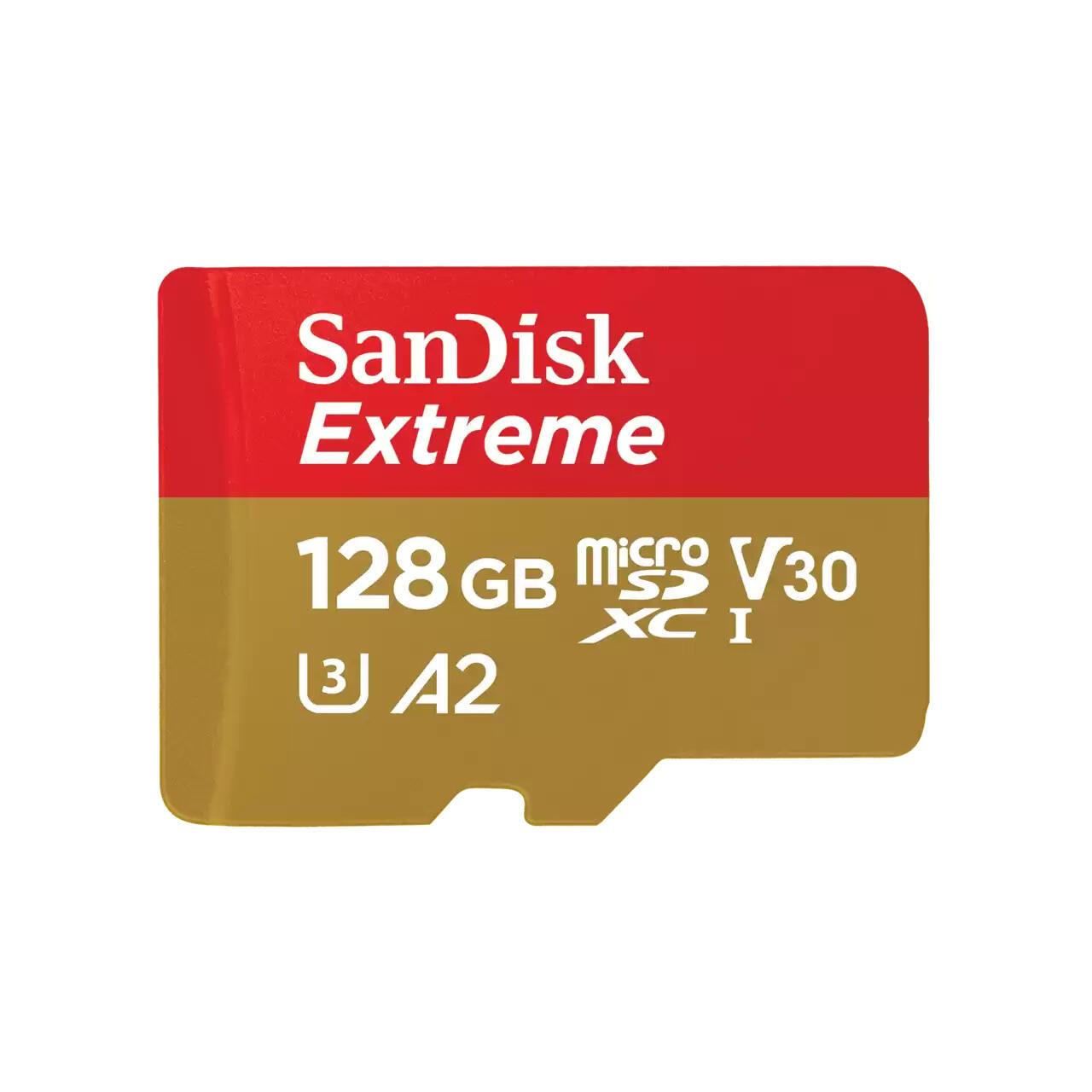 SanDisk Carte Micro SD Extreme 128GB V30 / SDSQXAA-128G-GN6MA Or, rouge S