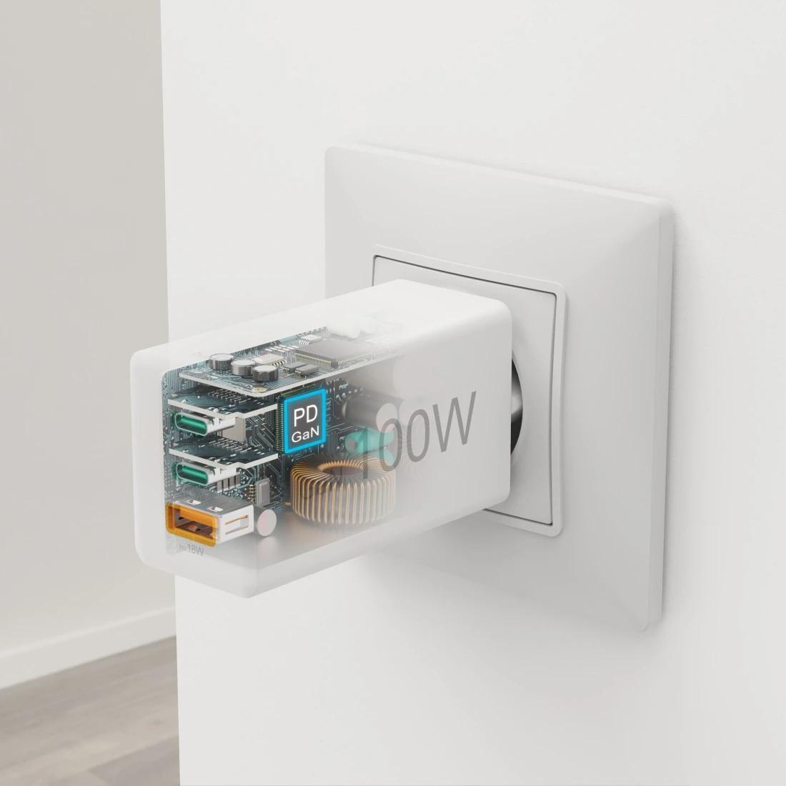 Hama Caricabatterie wireless USB-C USB-A 100W / 00201997 Bianco