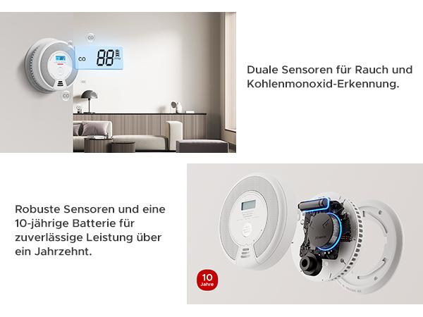 X-Sense Rauch- und Kohlenmonoxidmelder SC07 / ZASXS00150WEU Weiß, Grau