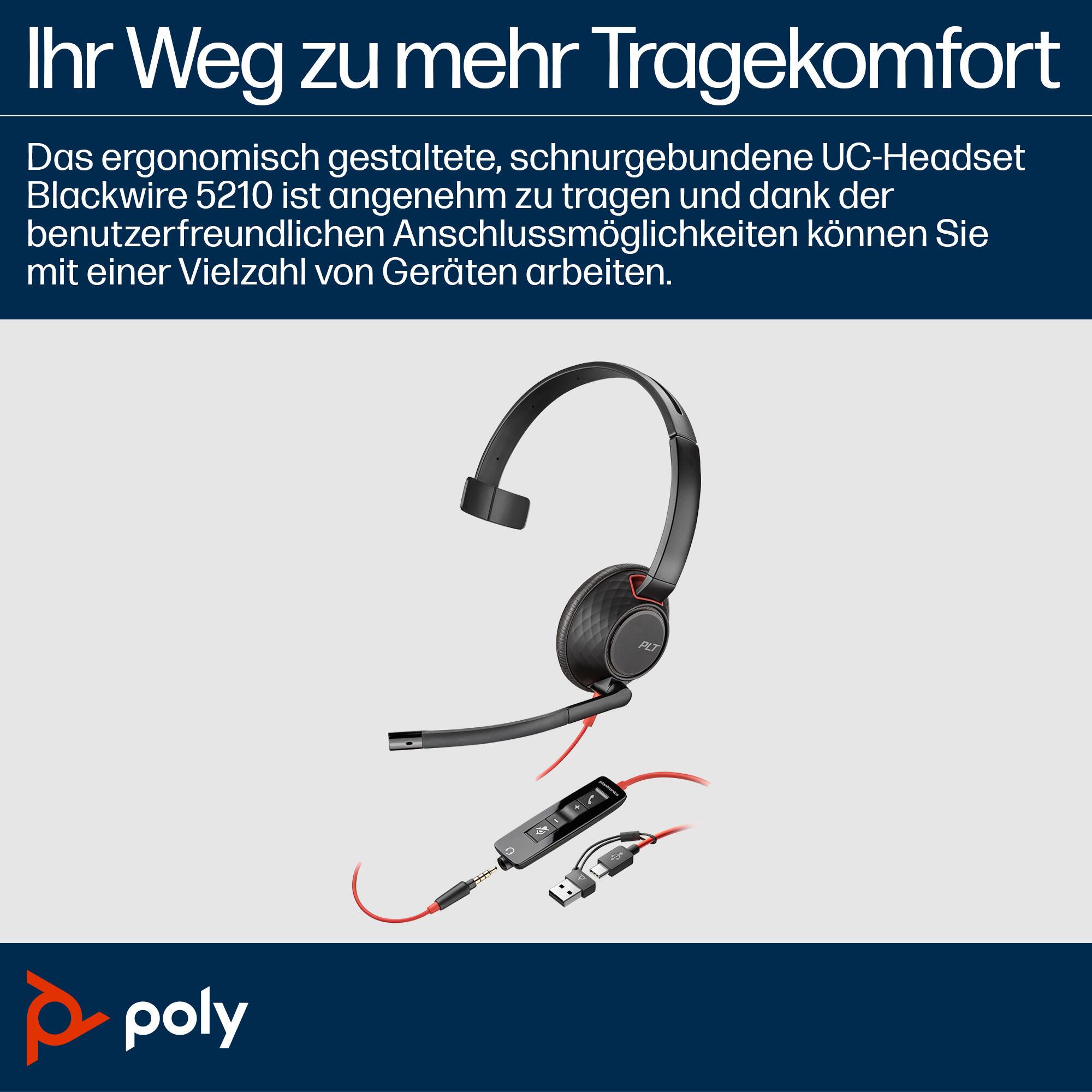 Plantronics/Poly Auriculares Blackwire 5210 / 8X230AA Negro
