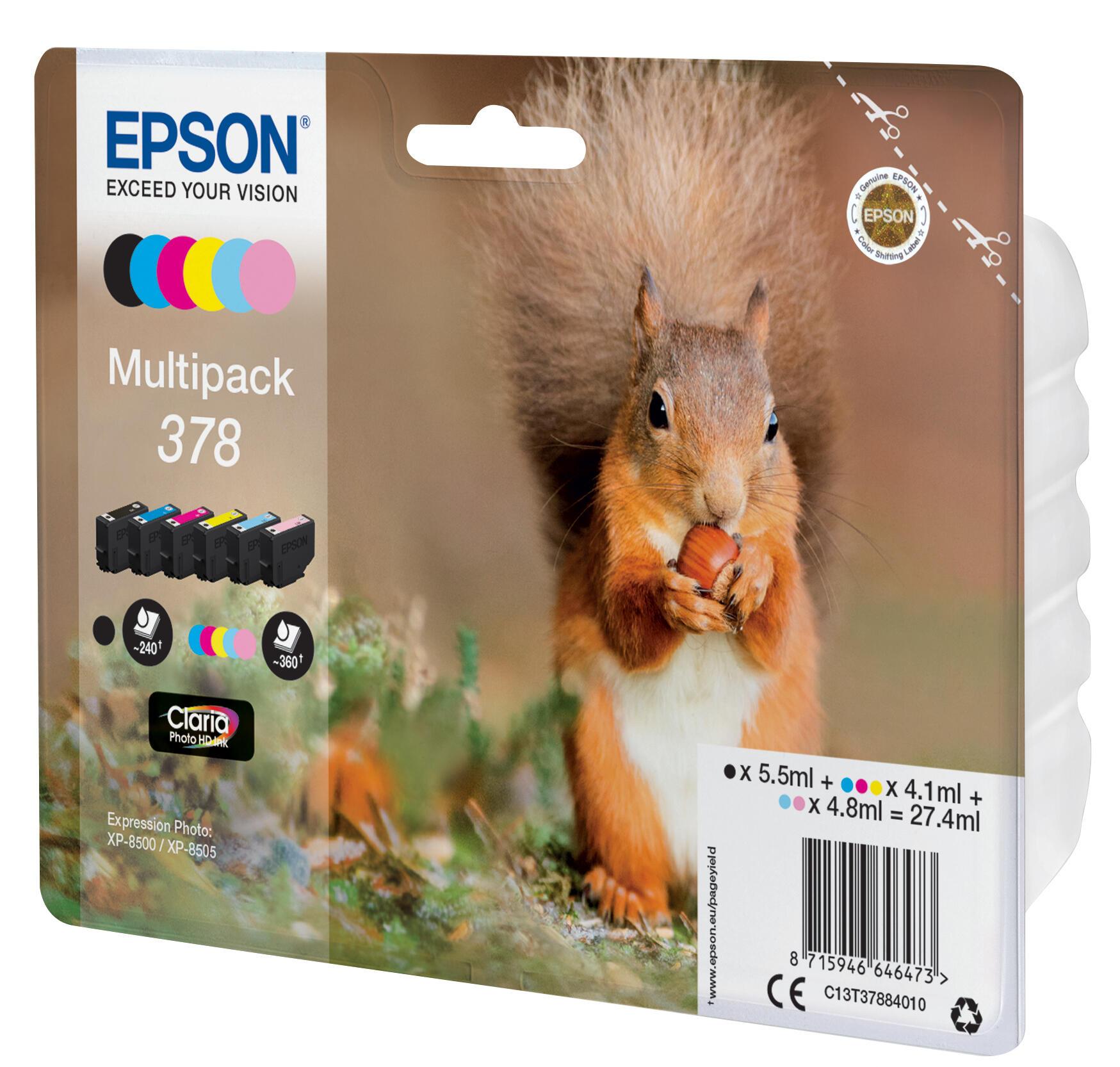 Epson Encre 378 / C13T37884010 BK,C,M,Y,LM,LC Multipack