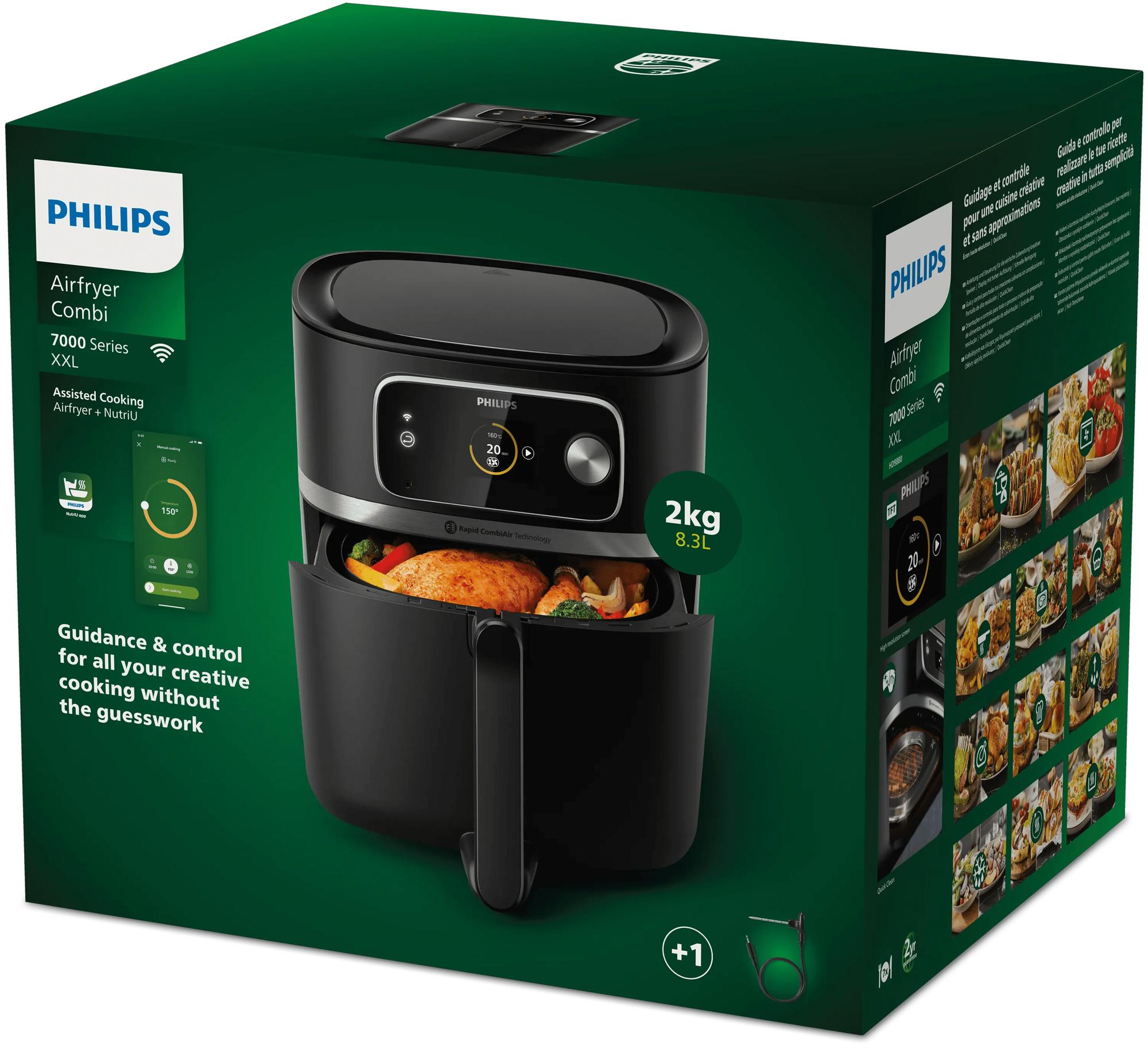 Philips Heißluft Fritteuse Series 7000 / HD9880/90 Schwarz XXL