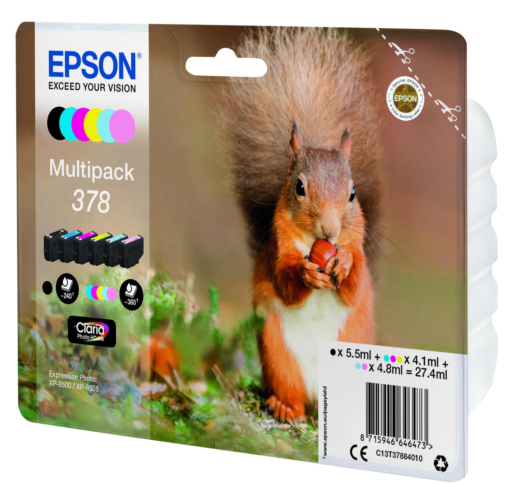 Epson Encre 378 / C13T37884010 BK,C,M,Y,LM,LC Multipack